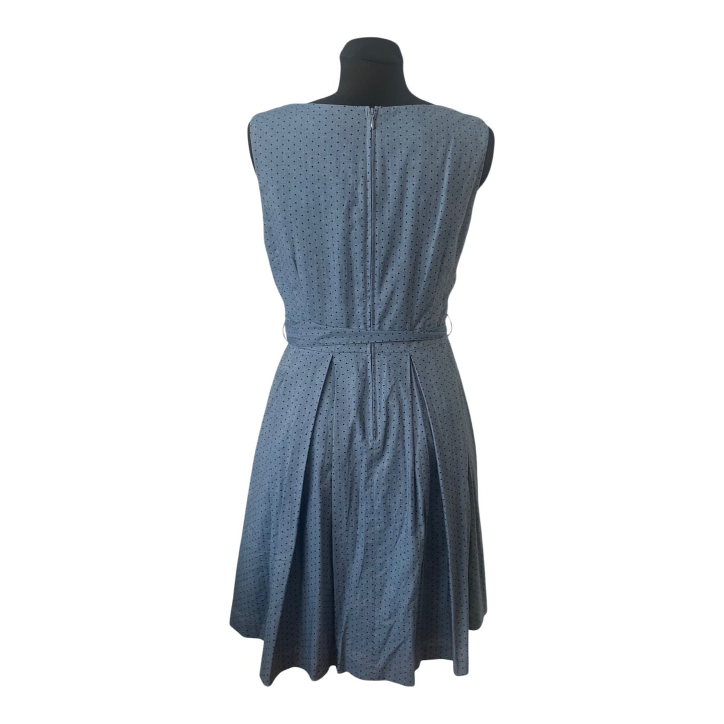 Orsay Sommerkleid Hellblau Gepunktet Baumwolle Bindegürtel Gr. 42 A-Linie