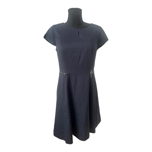 Orsay Kleid Gr. 42 Dunkelblau Gepunktet Stretch A-Linie Reißverschluss