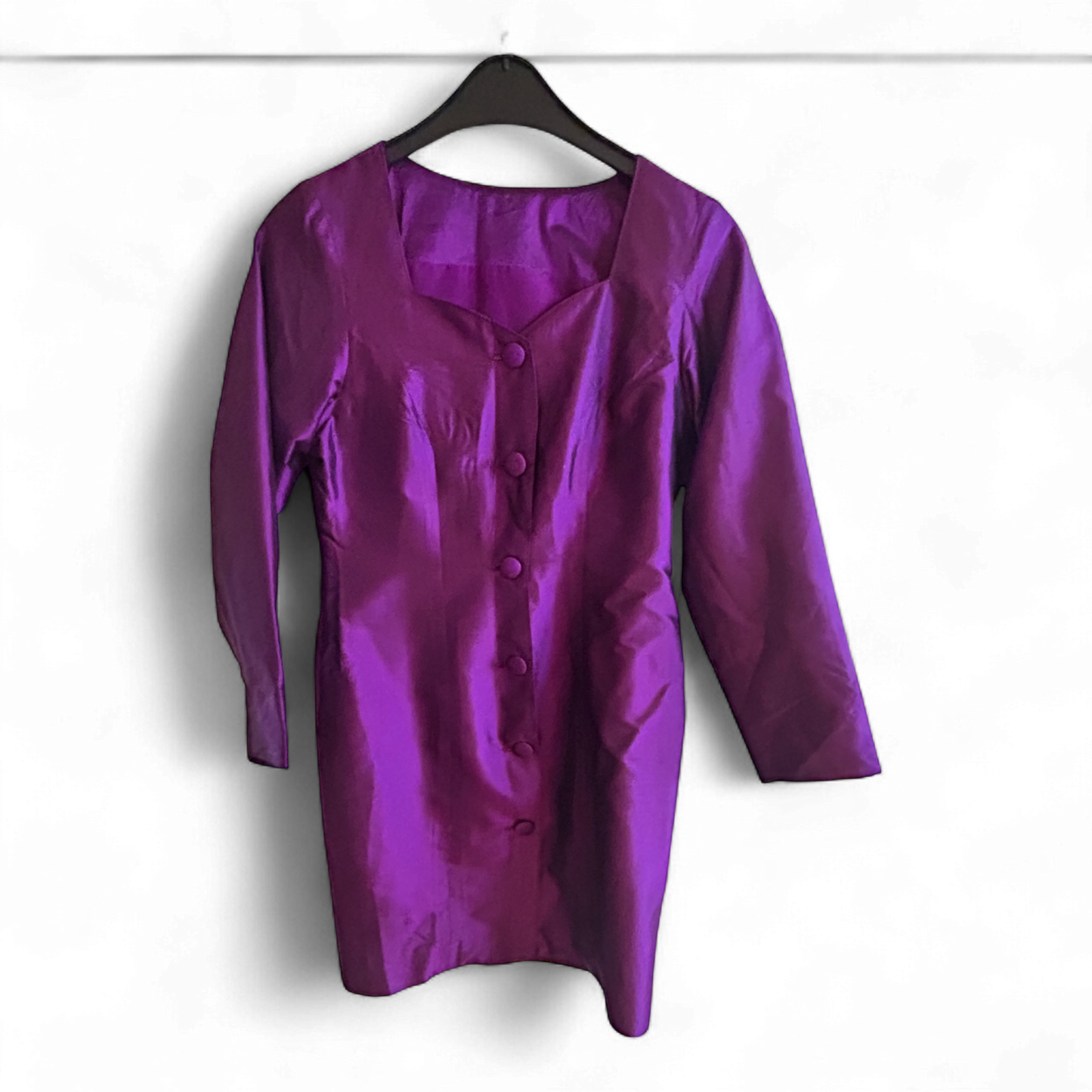 Designer Blazer Violett M Maßanfertigung Gefüttert Glänzend Elegant Unikat