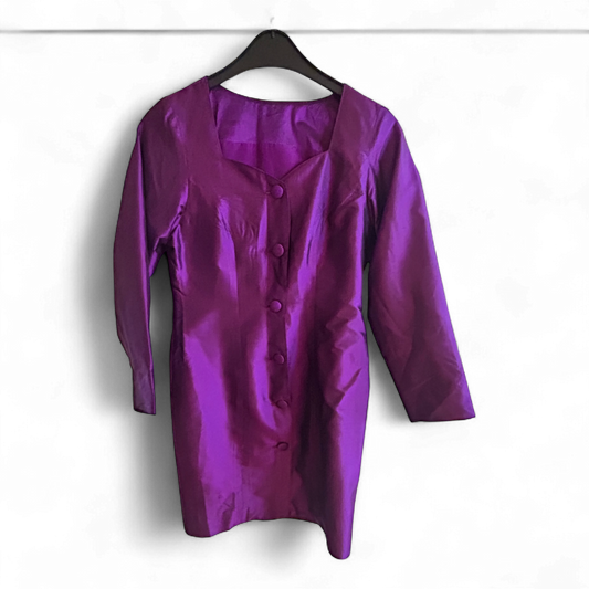 Designer Blazer Violett M Maßanfertigung Gefüttert Glänzend Elegant Unikat