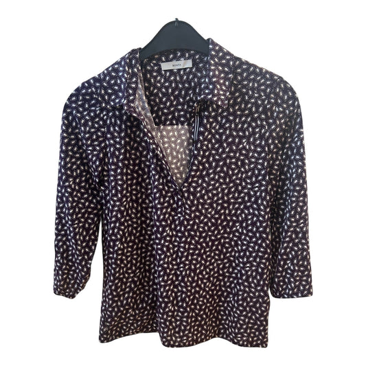 Bonita Bluse Violett Weiß S Muster Gummizug Baumwolle Modal Kragen
