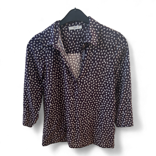 Bonita Bluse Violett Weiß S Muster Gummizug Baumwolle Modal Kragen