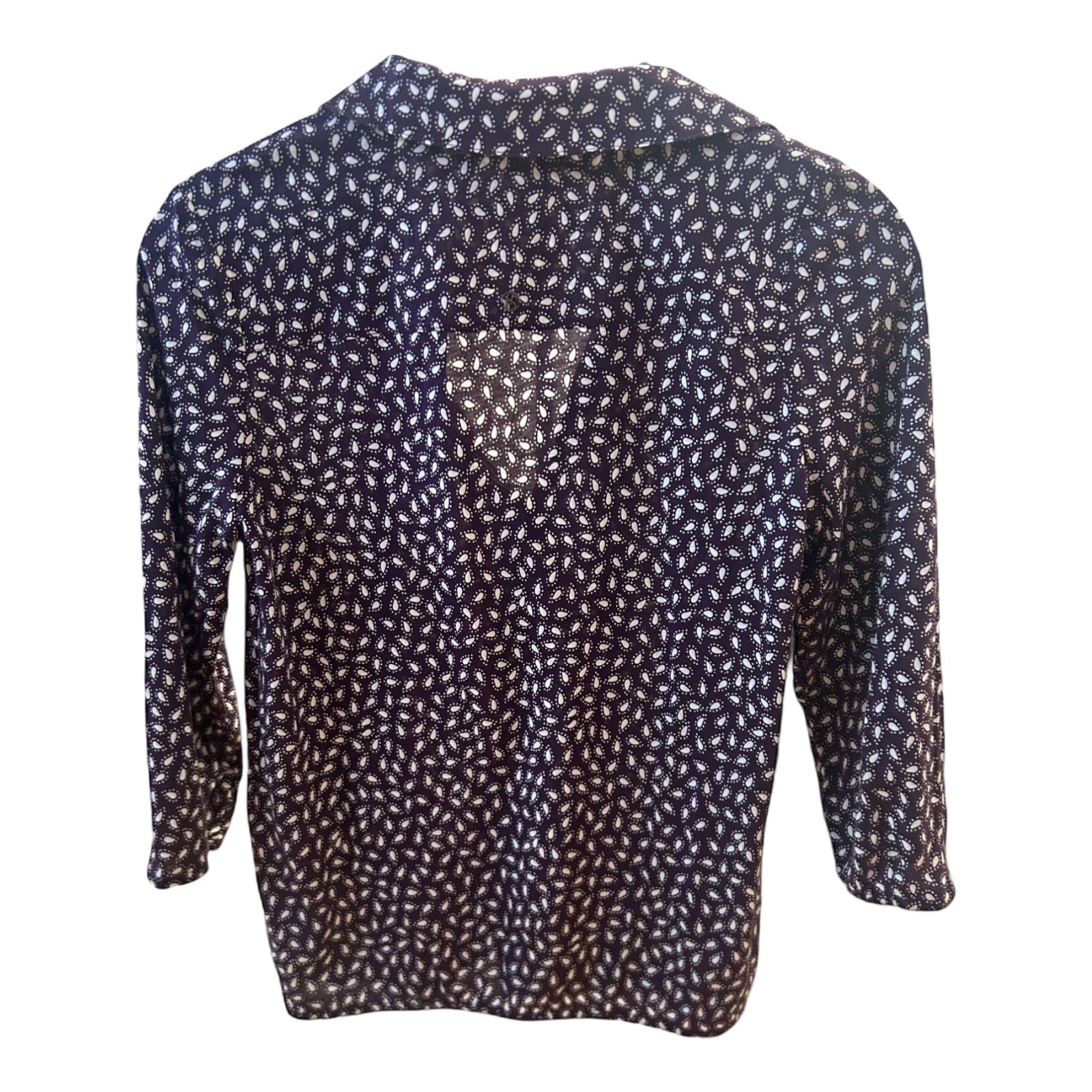 Bonita Bluse Violett Weiß S Muster Gummizug Baumwolle Modal Kragen