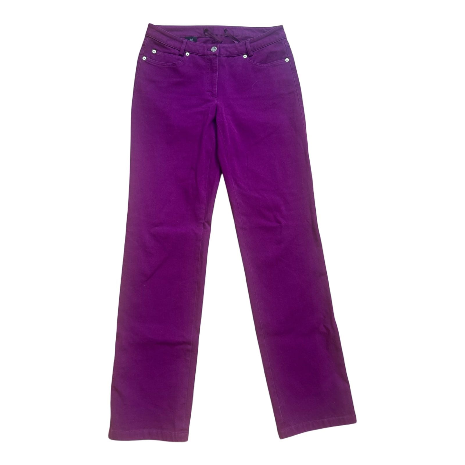 Madeleine Hose Lila Gr 38 Gerade Baumwolle Stretch Schrittlänge 81cm Wie Neu