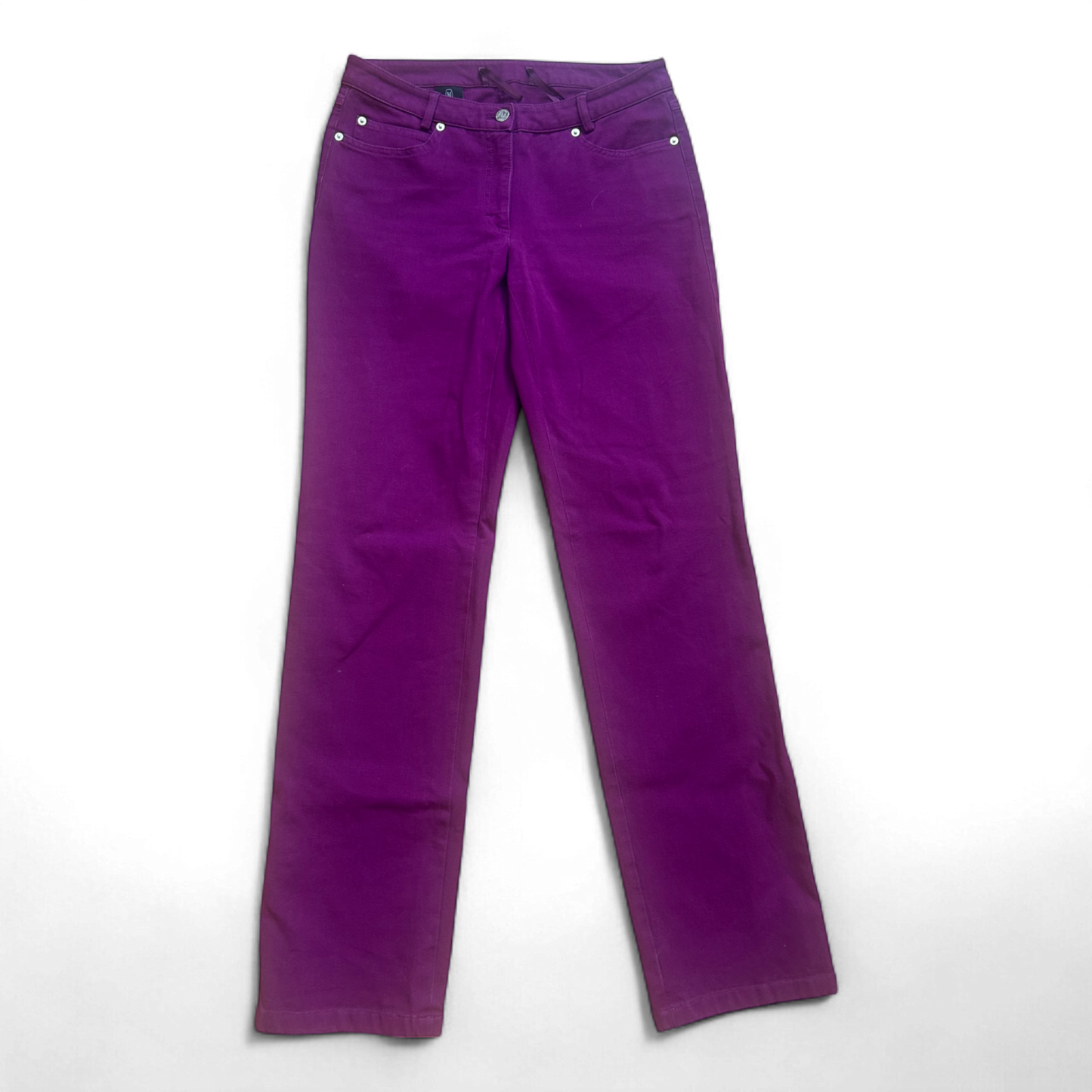 Madeleine Hose Lila Gr 38 Gerade Baumwolle Stretch Schrittlänge 81cm Wie Neu