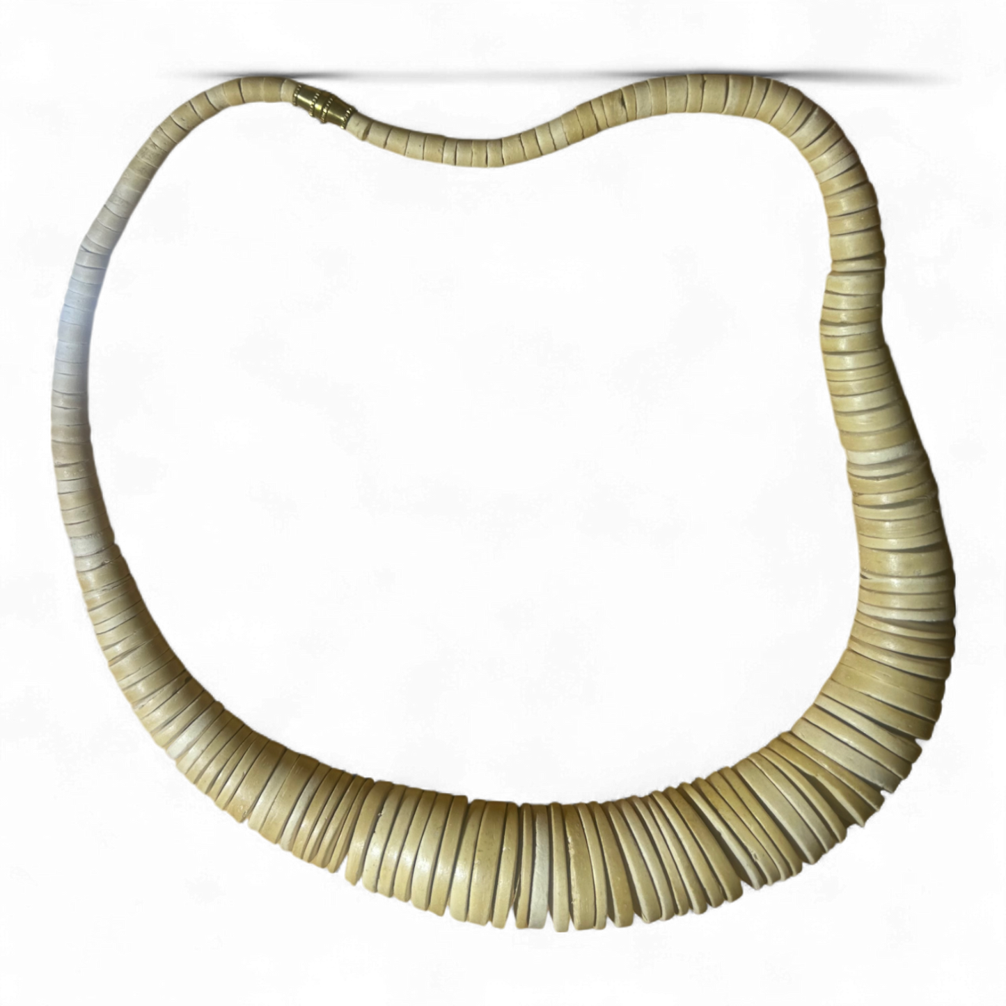 Statementkette Damen Holz Natur Creme 50 cm Massiv Optik Leicht Vintage Boho