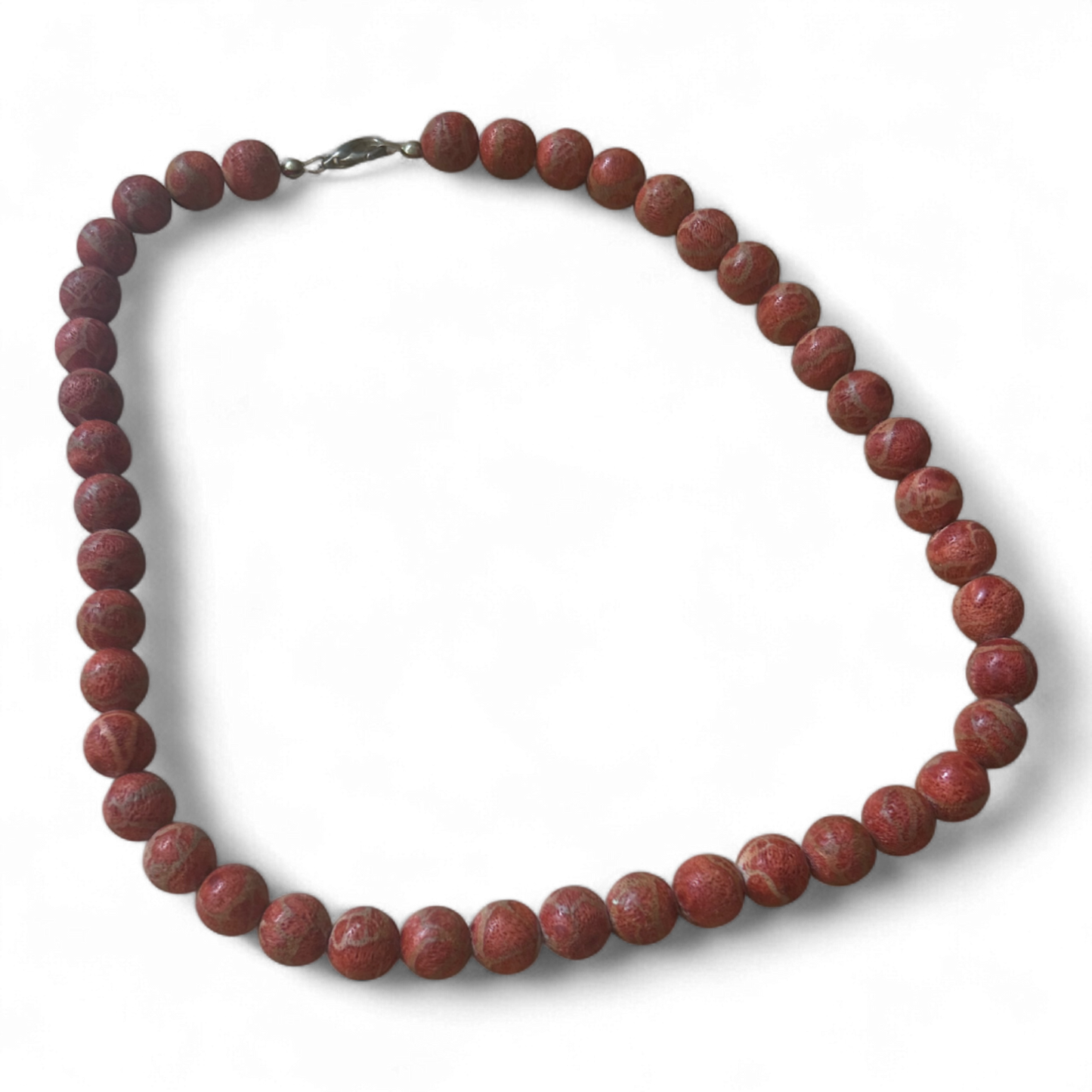 Rotbraune Halskette 45 cm Glanzkugeln Naturlook Karabinerverschluss Vintage