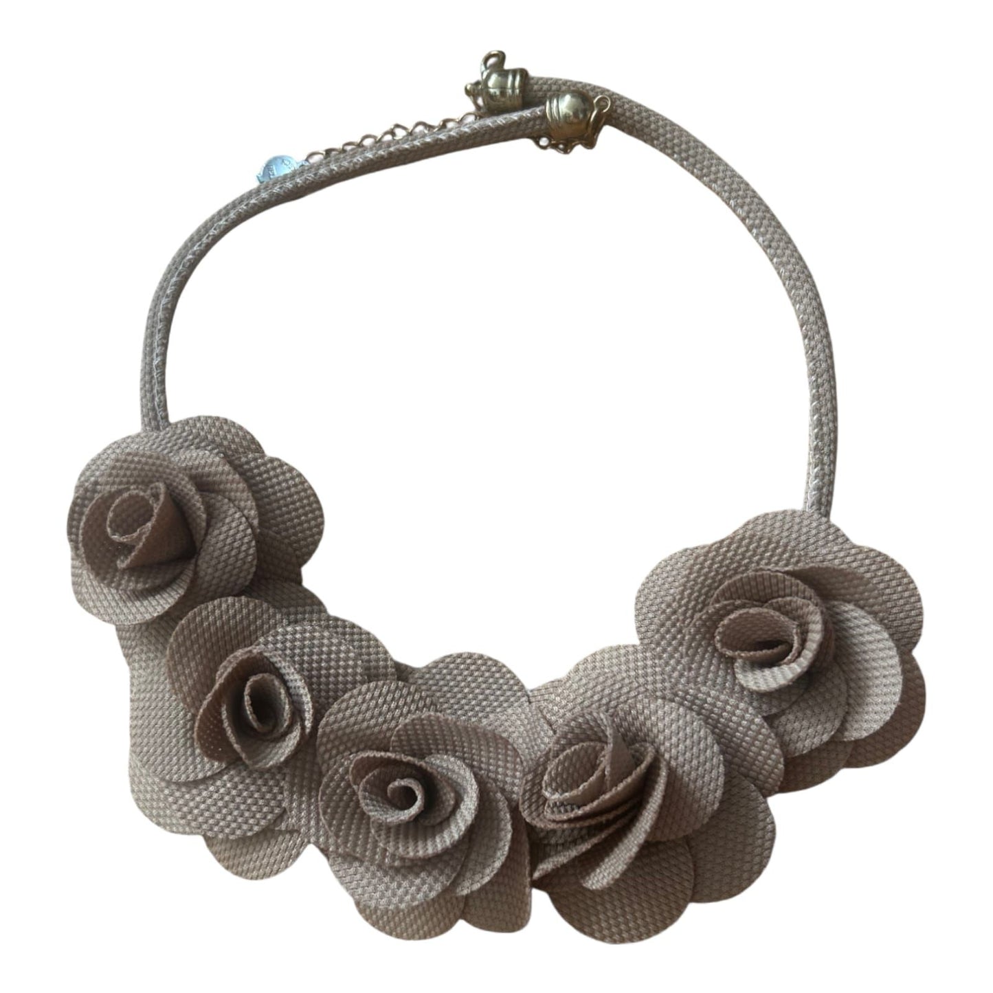 Statementkette Braun Blumen Textil Kunststoff Perlen Optik Festlich Verstellbar