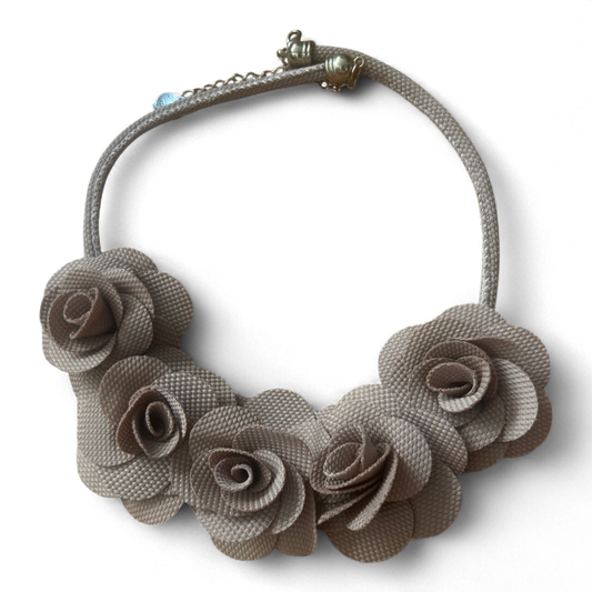 Statementkette Braun Blumen Textil Kunststoff Perlen Optik Festlich Verstellbar