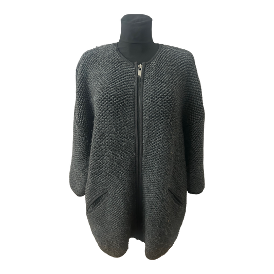 Hallhuber Jacke Damen Gr 42 Grau Wolle Elegant Klassisch Zeitlos