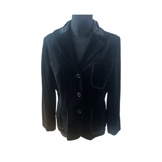 Nice Connection Samtblazer Damen Gr 42 Schwarz Elegant Klassisch Seidenfutter