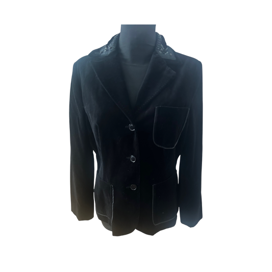 Nice Connection Samtblazer Damen Gr 42 Schwarz Elegant Klassisch Seidenfutter