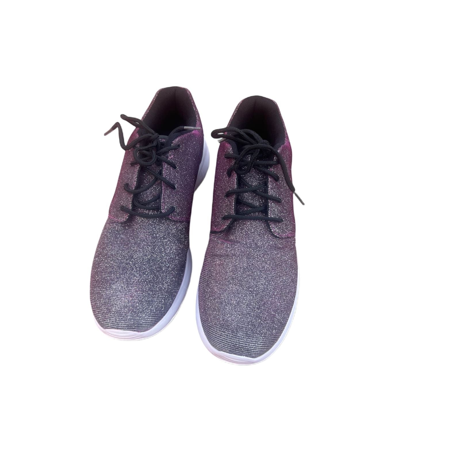 Damen Sneaker Glitzer Lila Schwarz Größe 40 Sportschuhe Neu Komfort Sohle