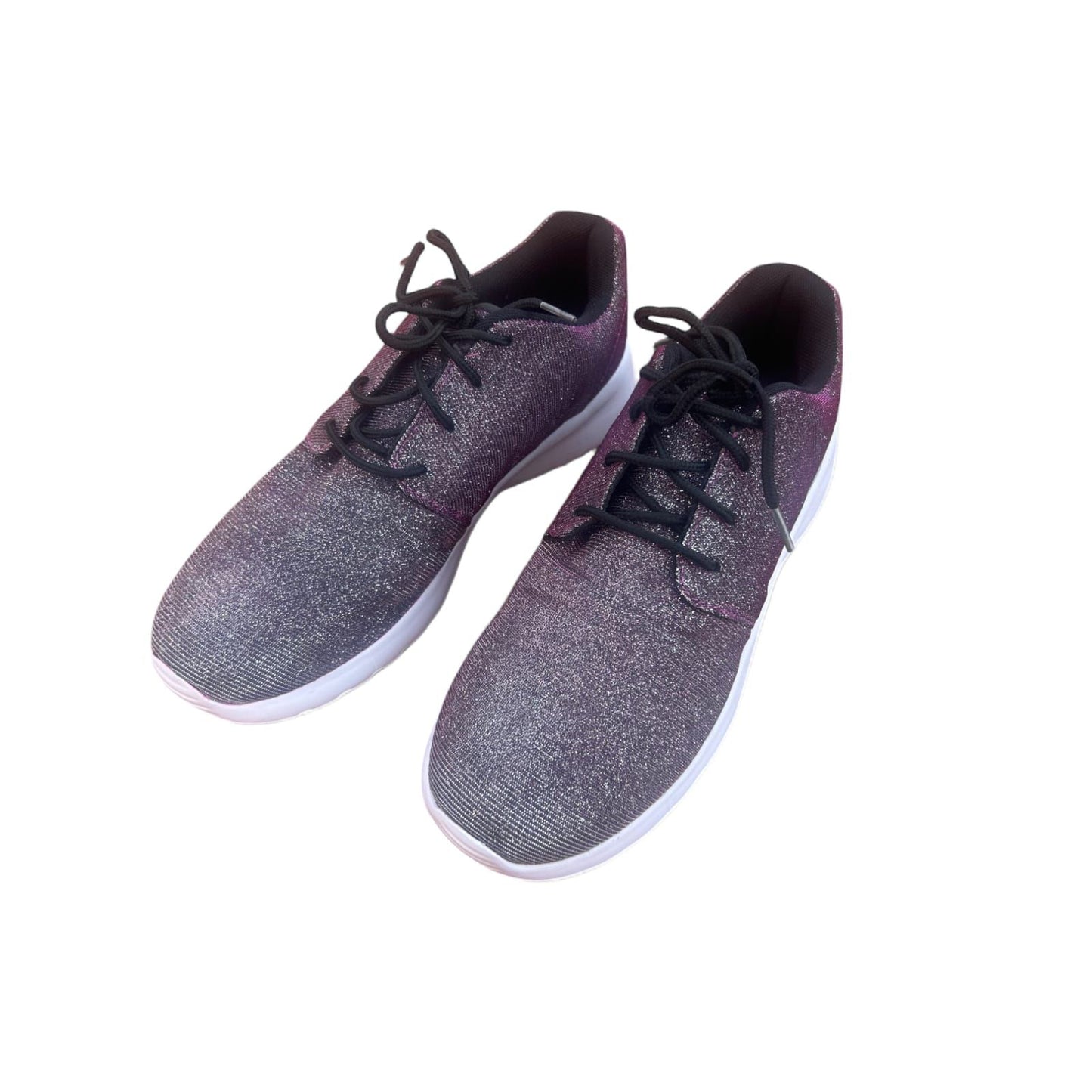 Damen Sneaker Glitzer Lila Schwarz Größe 40 Sportschuhe Neu Komfort Sohle