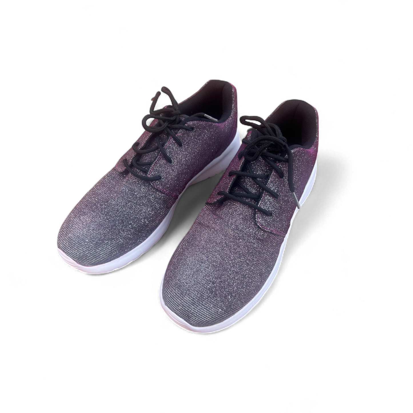 Damen Sneaker Glitzer Lila Schwarz Größe 40 Sportschuhe Neu Komfort Sohle