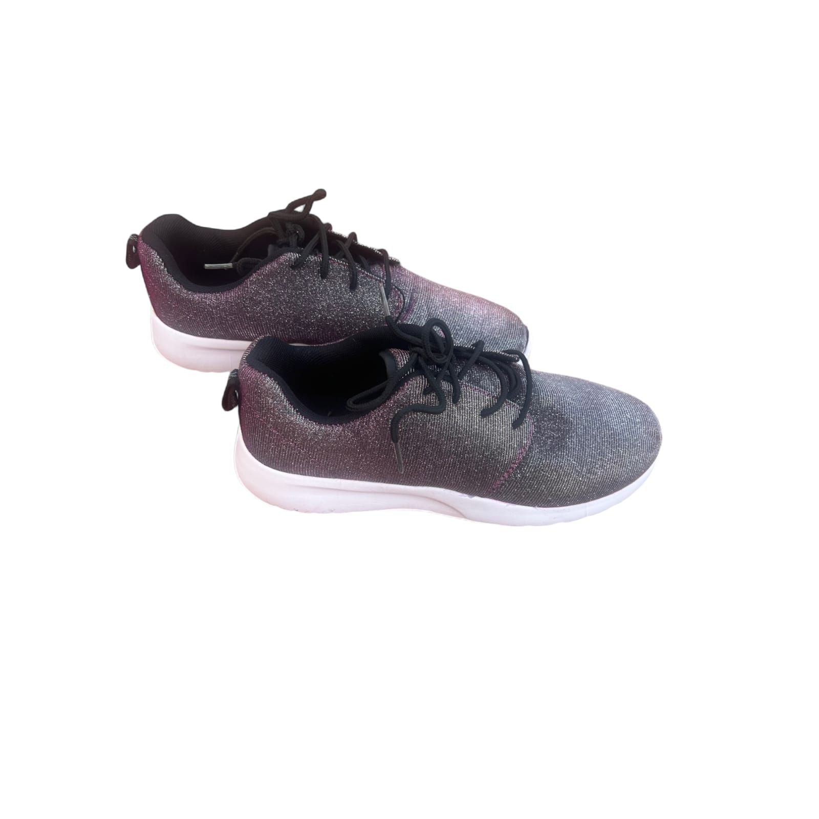 Damen Sneaker Glitzer Lila Schwarz Größe 40 Sportschuhe Neu Komfort Sohle