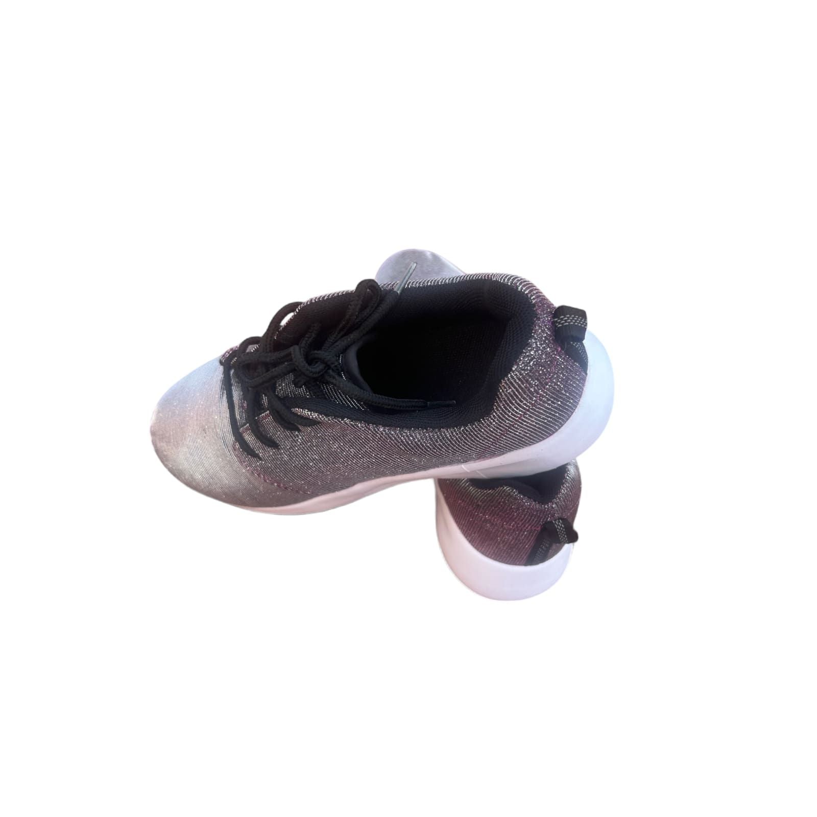 Damen Sneaker Glitzer Lila Schwarz Größe 40 Sportschuhe Neu Komfort Sohle
