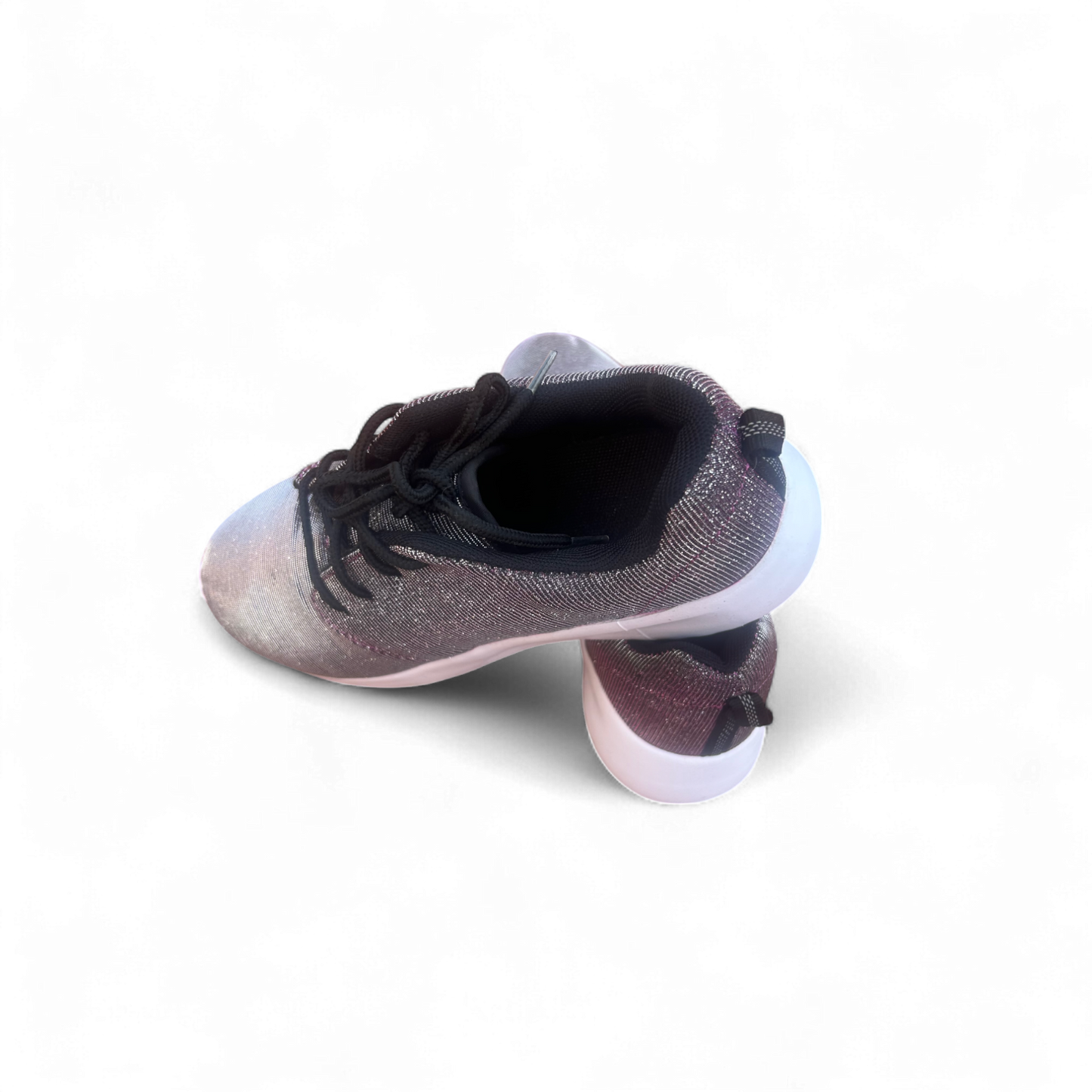 Damen Sneaker Glitzer Lila Schwarz Größe 40 Sportschuhe Neu Komfort Sohle