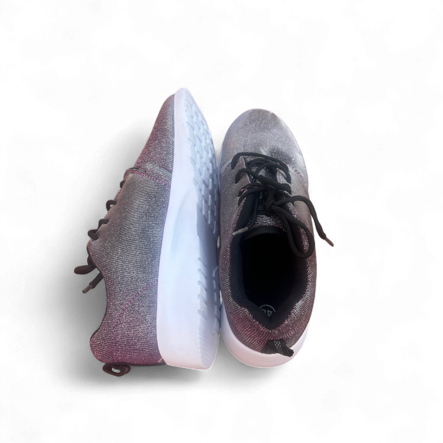 Damen Sneaker Glitzer Lila Schwarz Größe 40 Sportschuhe Neu Komfort Sohle