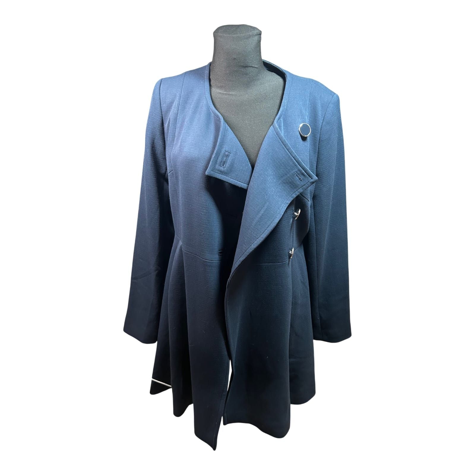 Orsay Damen Mantel Gr 40 Blau Elegant Klassisch Asymetrisch Schick