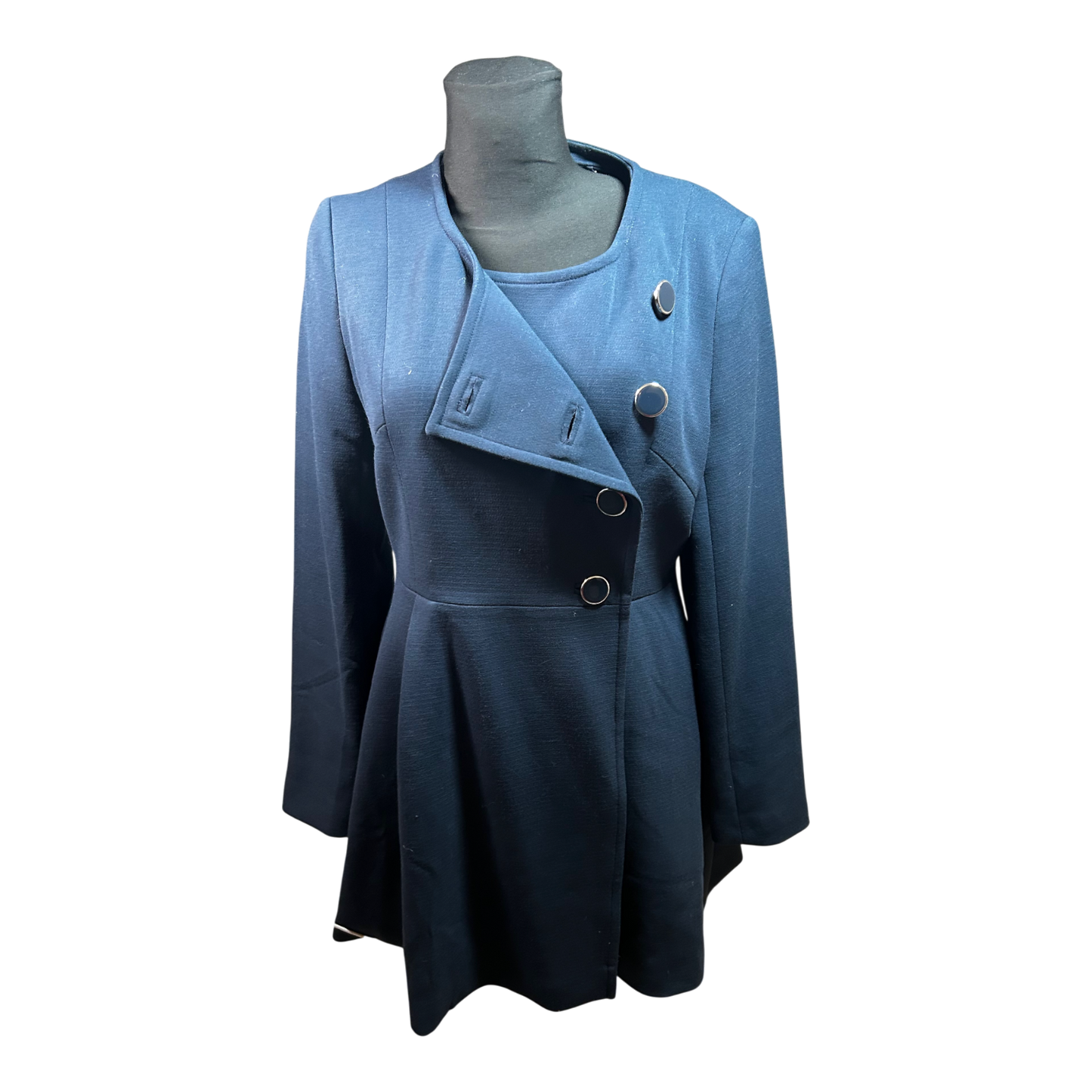 Orsay Damen Mantel Gr 40 Blau Elegant Klassisch Asymetrisch Schick