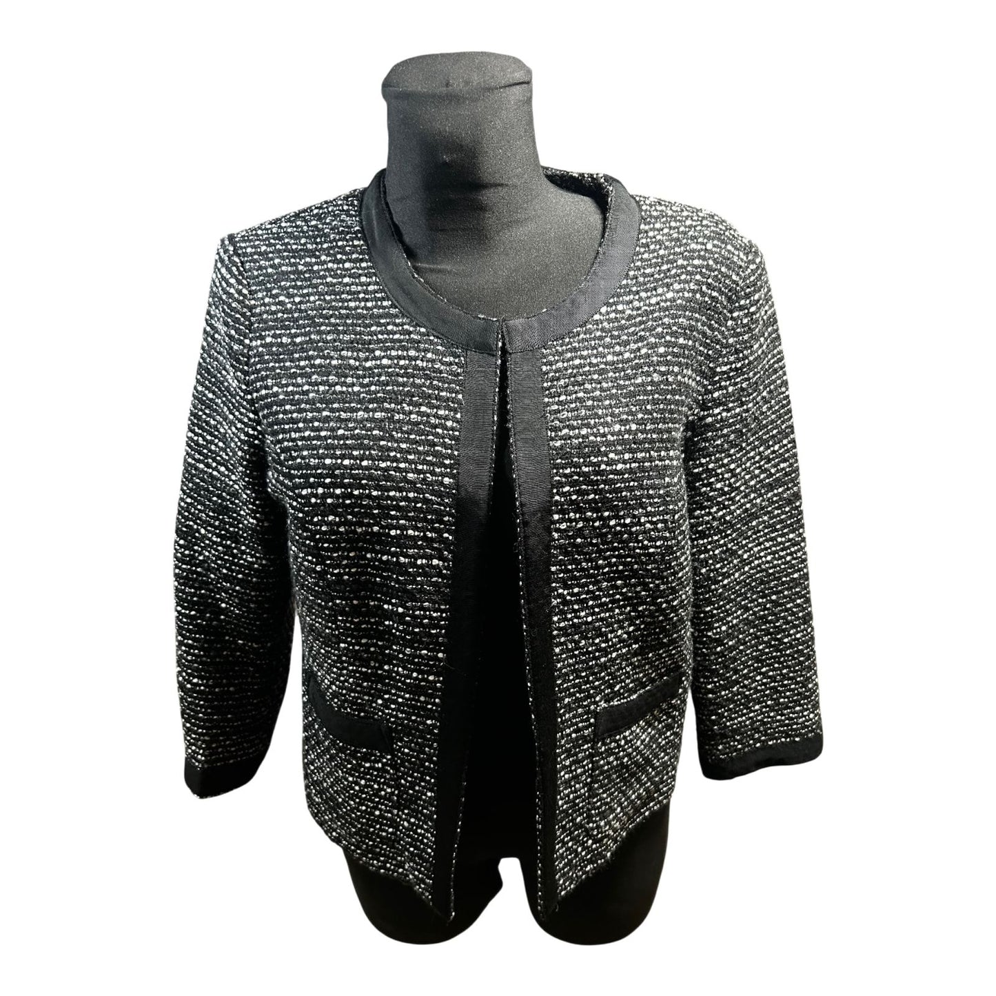 Yessica Damen Jacke Gr 42 Schwarz Silber Glitzer Elegant Kurzjacke Party Chic