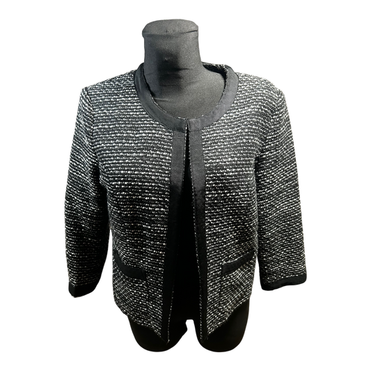 Yessica Damen Jacke Gr 42 Schwarz Silber Glitzer Elegant Kurzjacke Party Chic