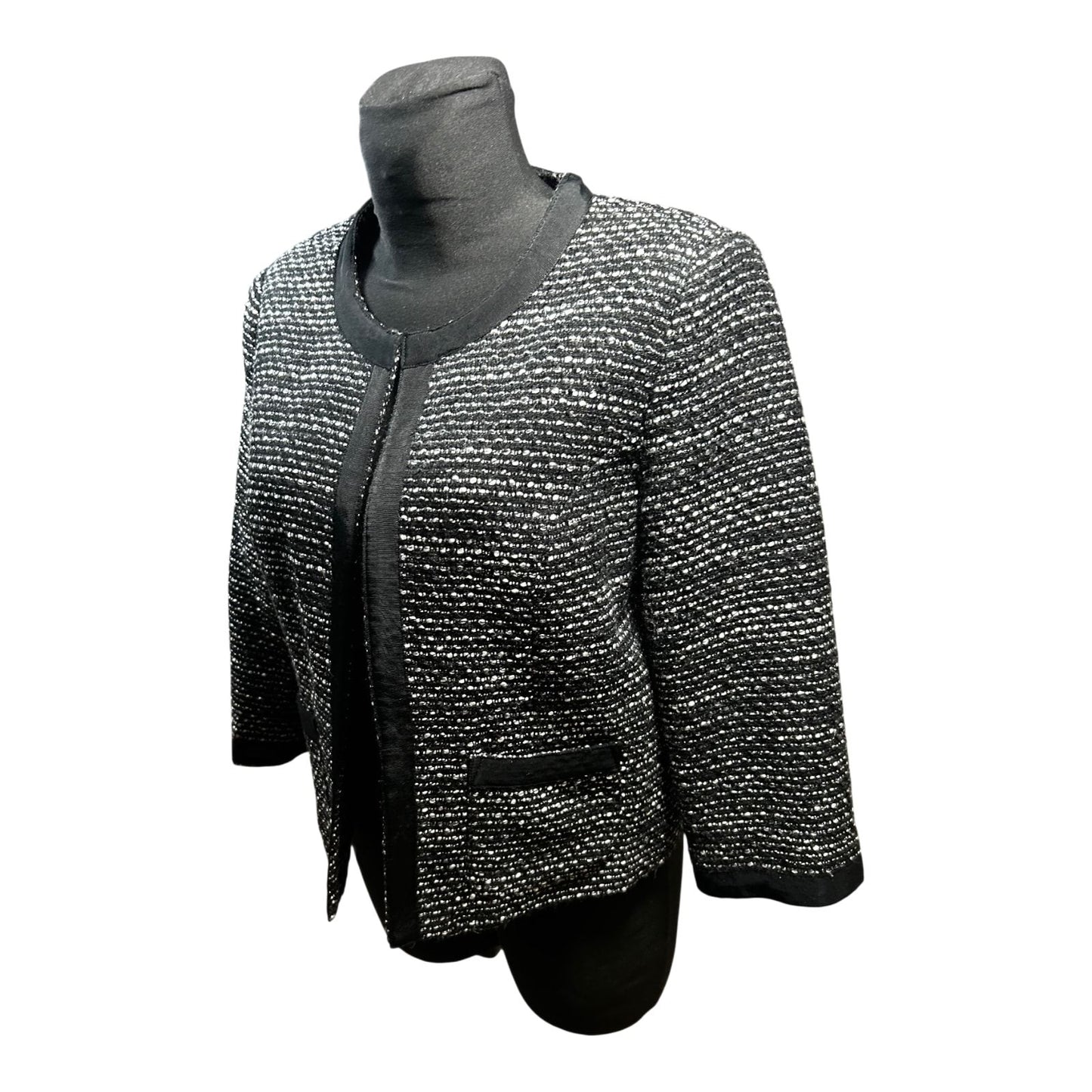 Yessica Damen Jacke Gr 42 Schwarz Silber Glitzer Elegant Kurzjacke Party Chic