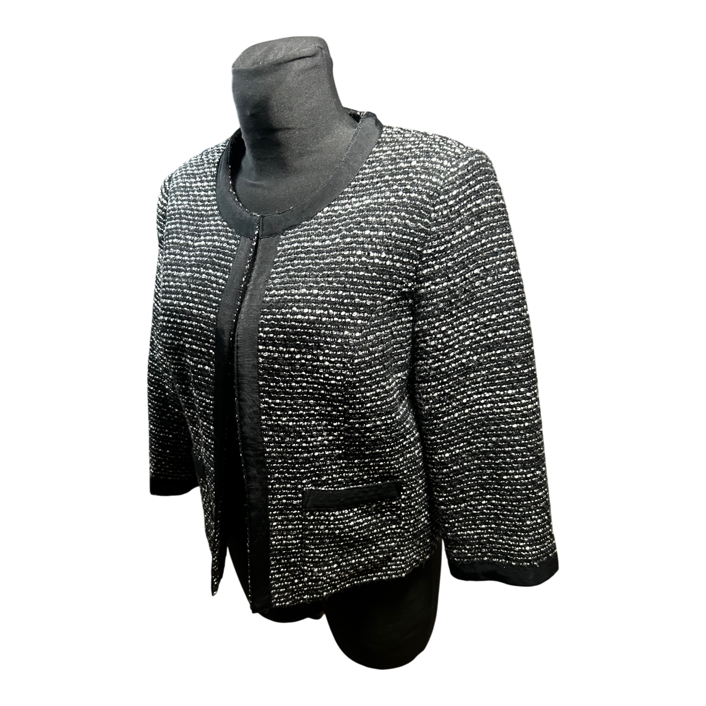 Yessica Damen Jacke Gr 42 Schwarz Silber Glitzer Elegant Kurzjacke Party Chic