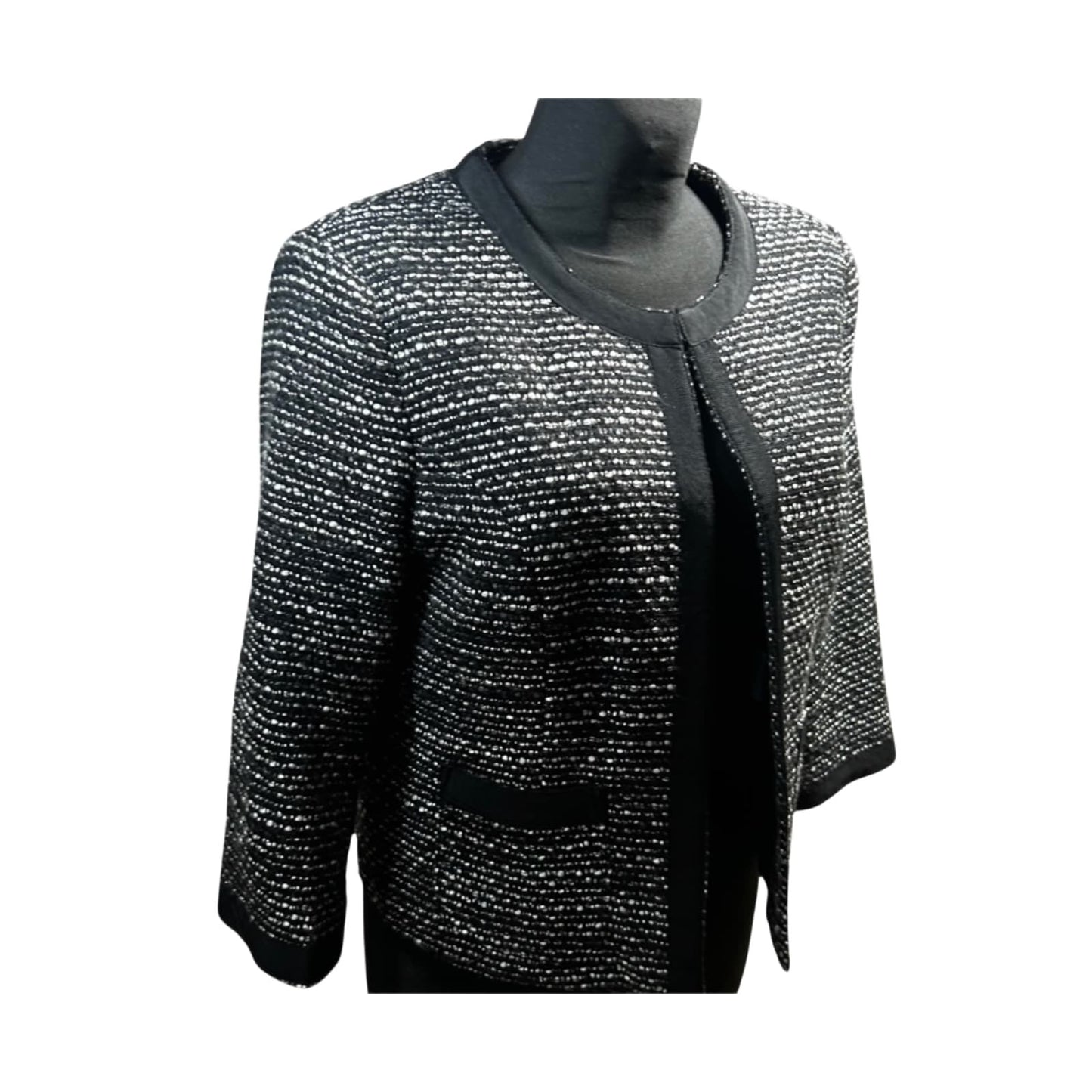 Yessica Damen Jacke Gr 42 Schwarz Silber Glitzer Elegant Kurzjacke Party Chic