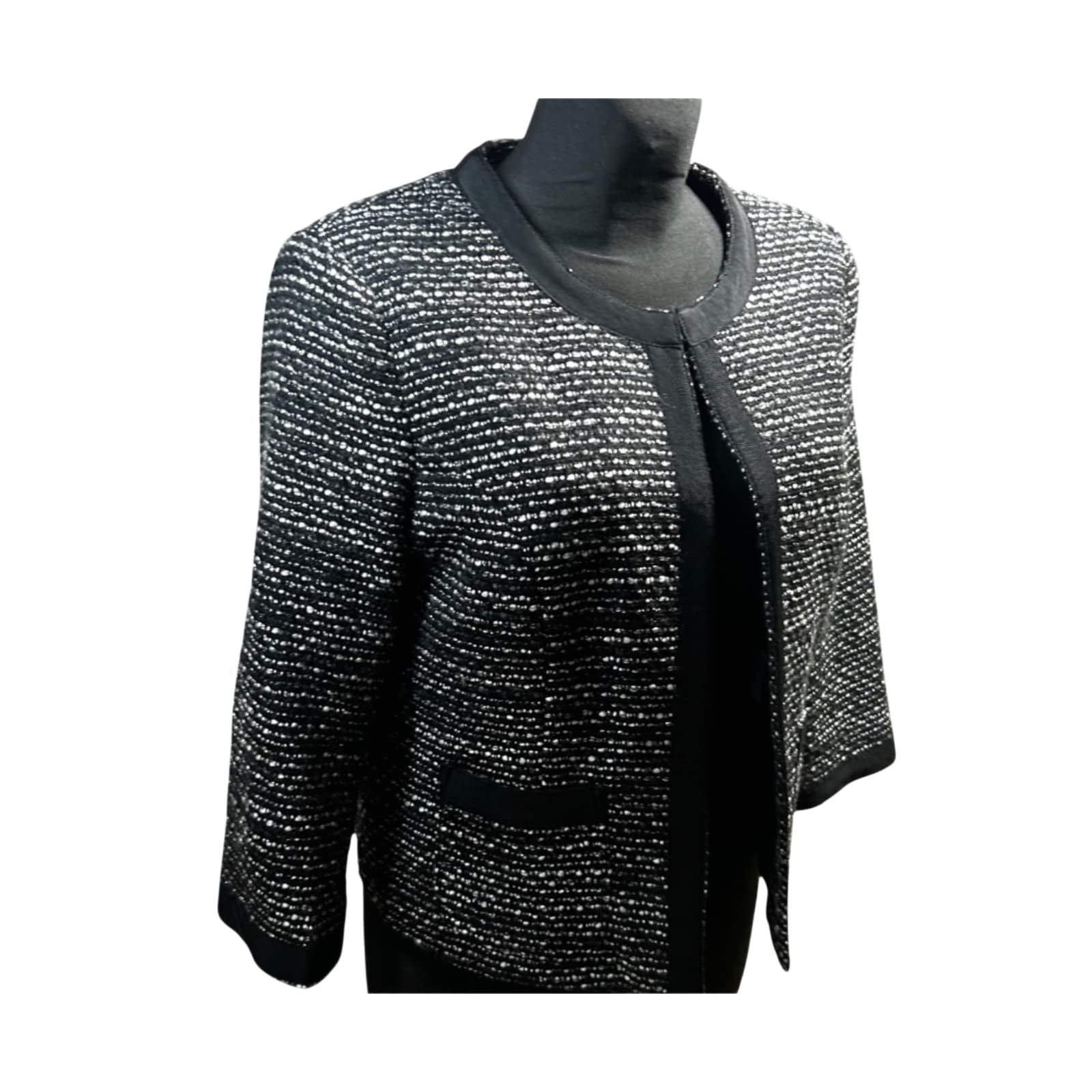 Yessica Damen Jacke Gr 42 Schwarz Silber Glitzer Elegant Kurzjacke Party Chic