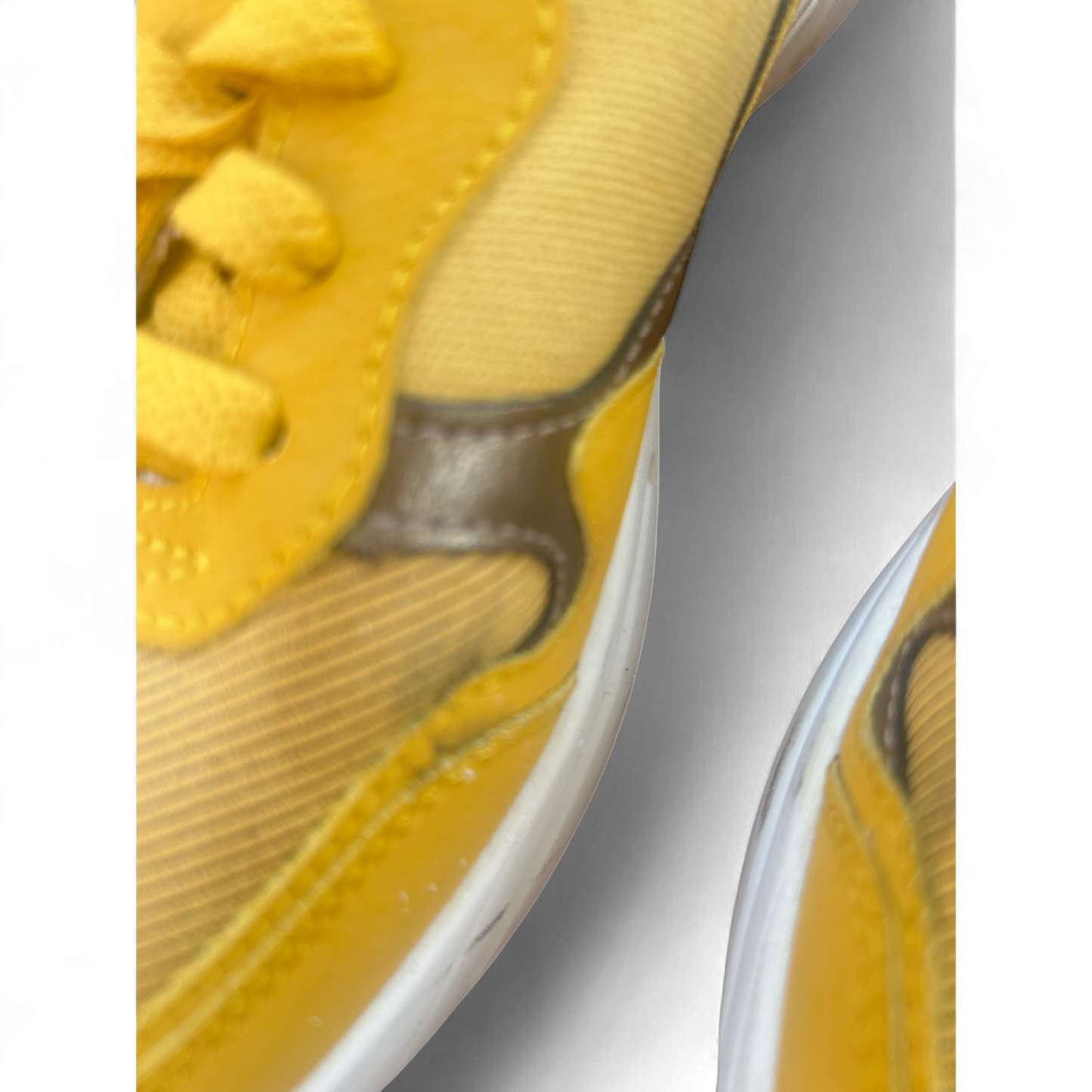 CLO Damen Sneaker Gelb Braun Größe 40 Sportschuhe Retro Look Chunky Sohle