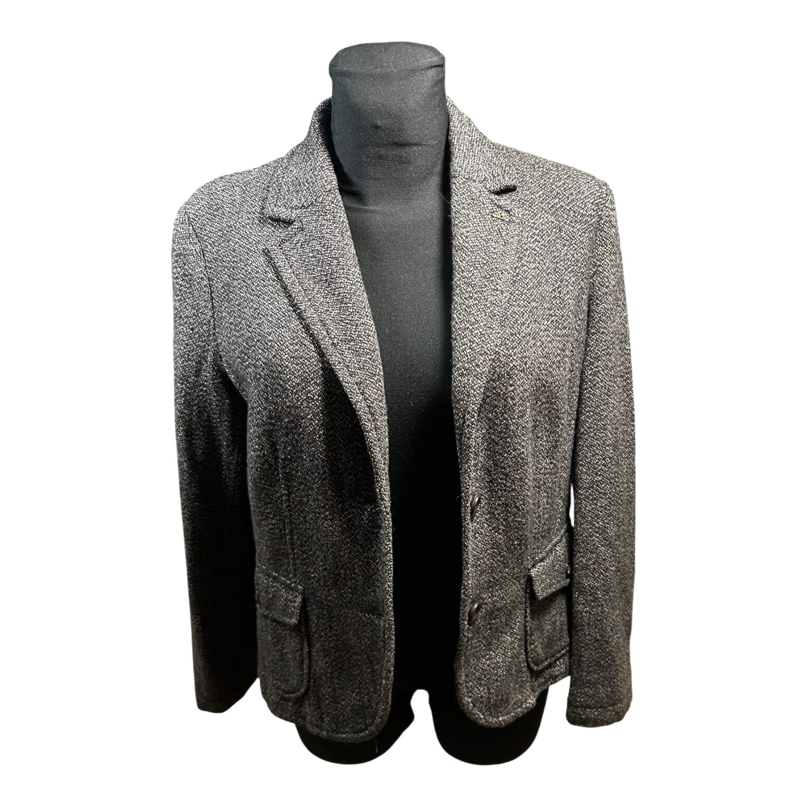 s.Oliver Damen Blazer Gr 42 Braun Wollmix Klassisch Elegant Leopardenfutter