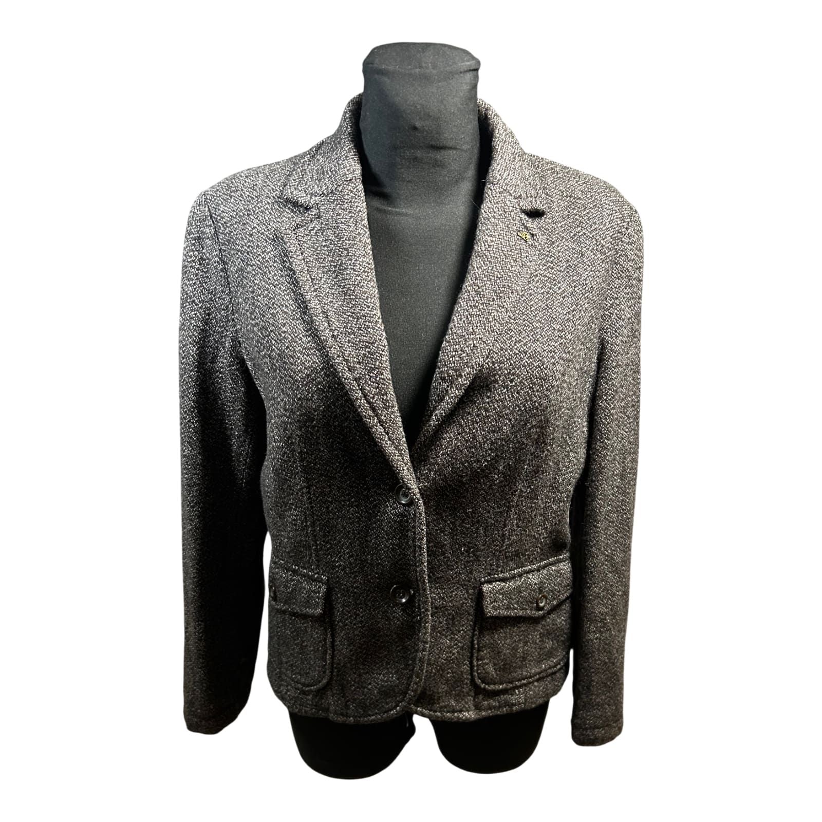 s.Oliver Damen Blazer Gr 42 Braun Wollmix Klassisch Elegant Leopardenfutter