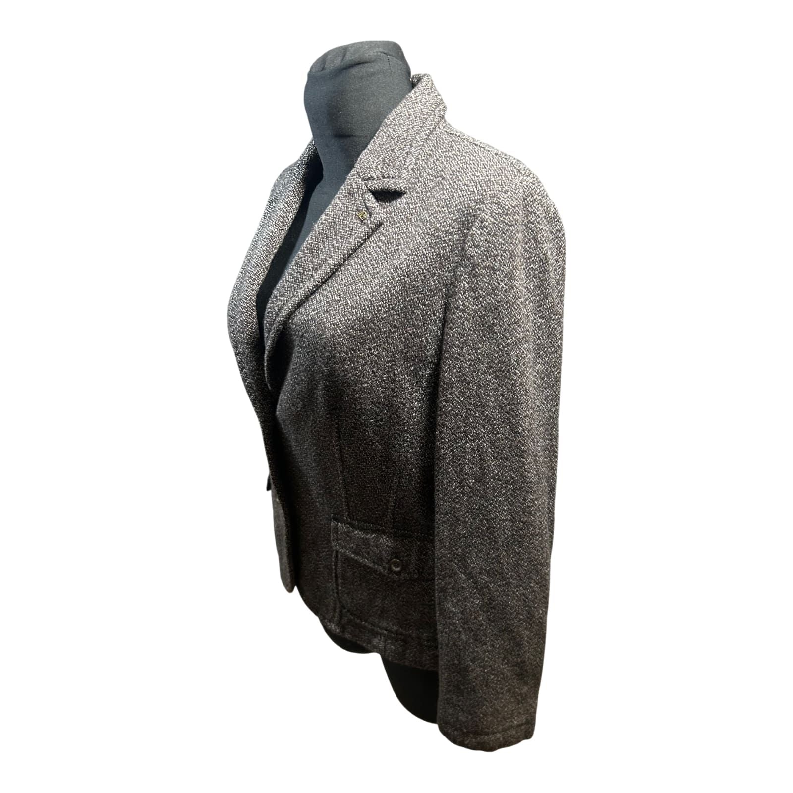 s.Oliver Damen Blazer Gr 42 Braun Wollmix Klassisch Elegant Leopardenfutter