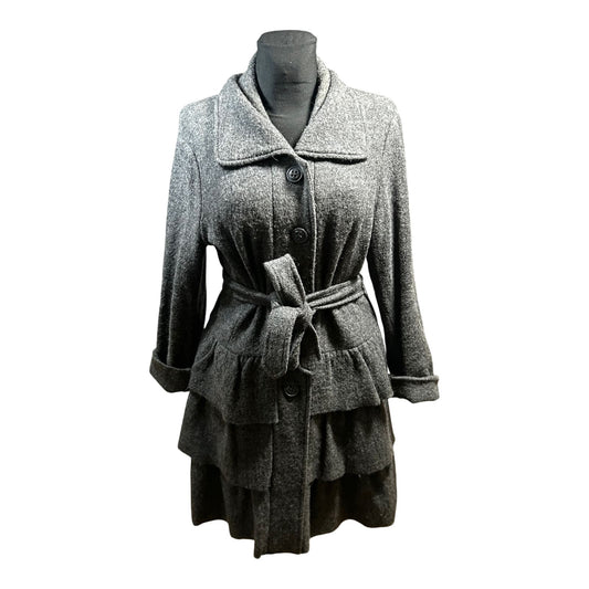 Cynthia Rowley Damen Mantel Wolle Grau Gr L Elegant Klassisch Winter