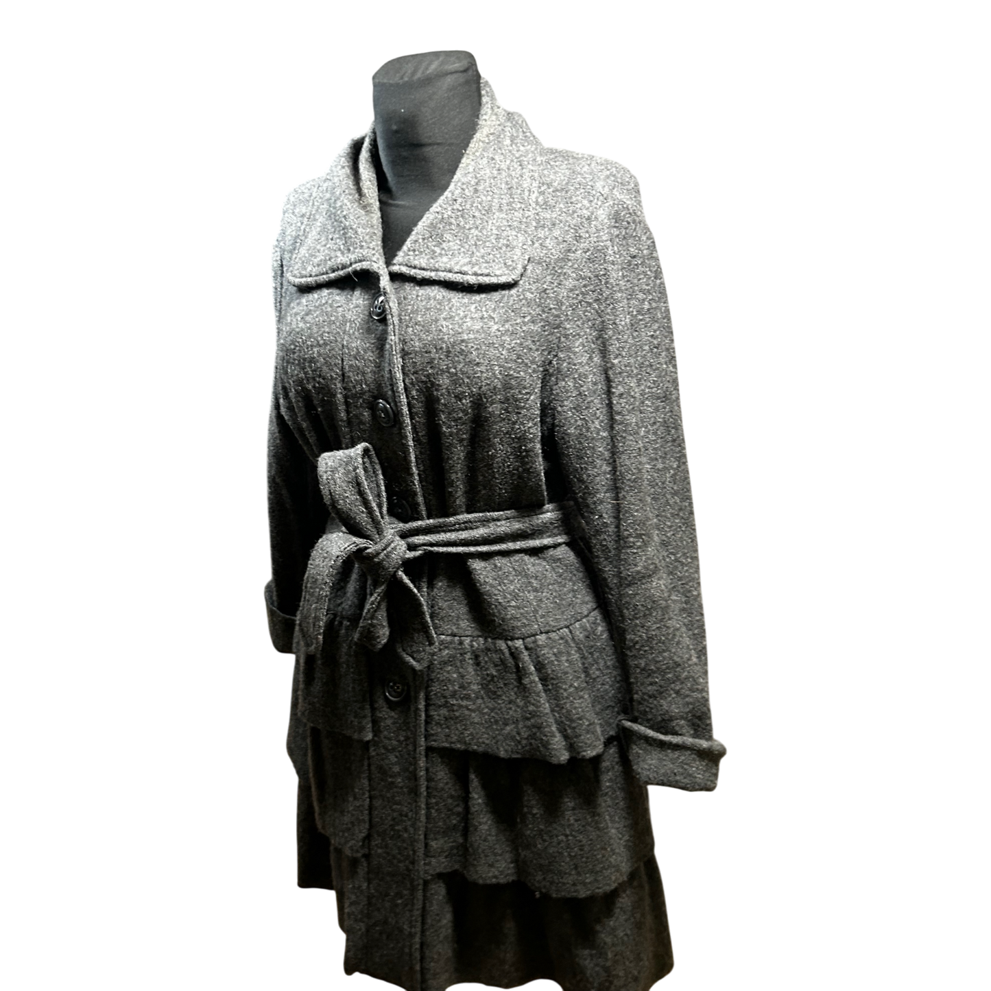 Cynthia Rowley Damen Mantel Wolle Grau Gr L Elegant Klassisch Winter