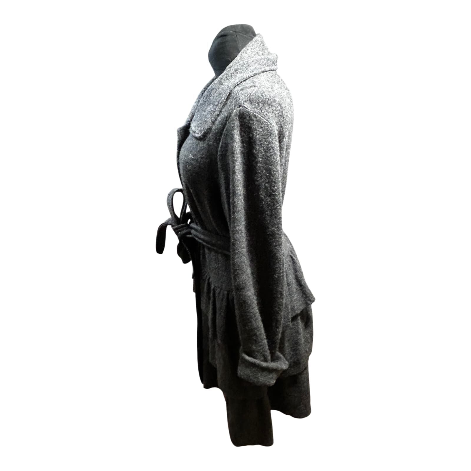 Cynthia Rowley Damen Mantel Wolle Grau Gr L Elegant Klassisch Winter