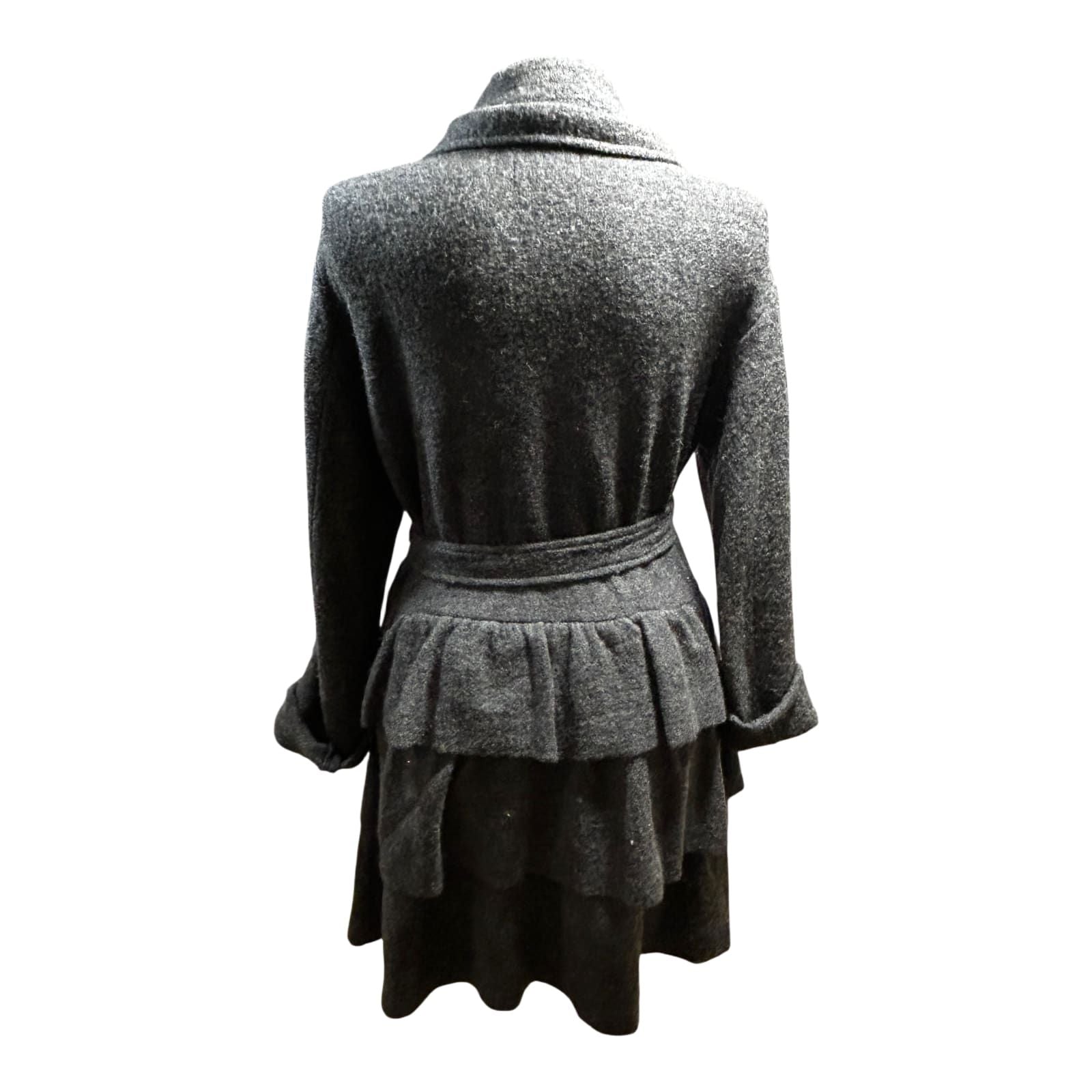 Cynthia Rowley Damen Mantel Wolle Grau Gr L Elegant Klassisch Winter