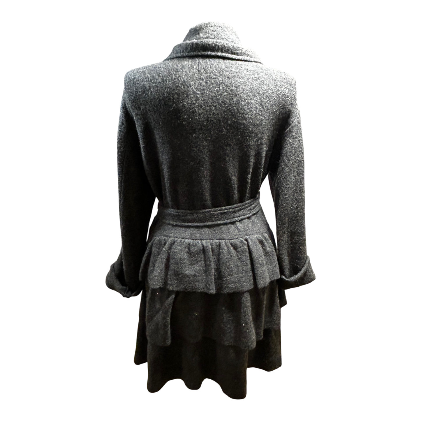 Cynthia Rowley Damen Mantel Wolle Grau Gr L Elegant Klassisch Winter