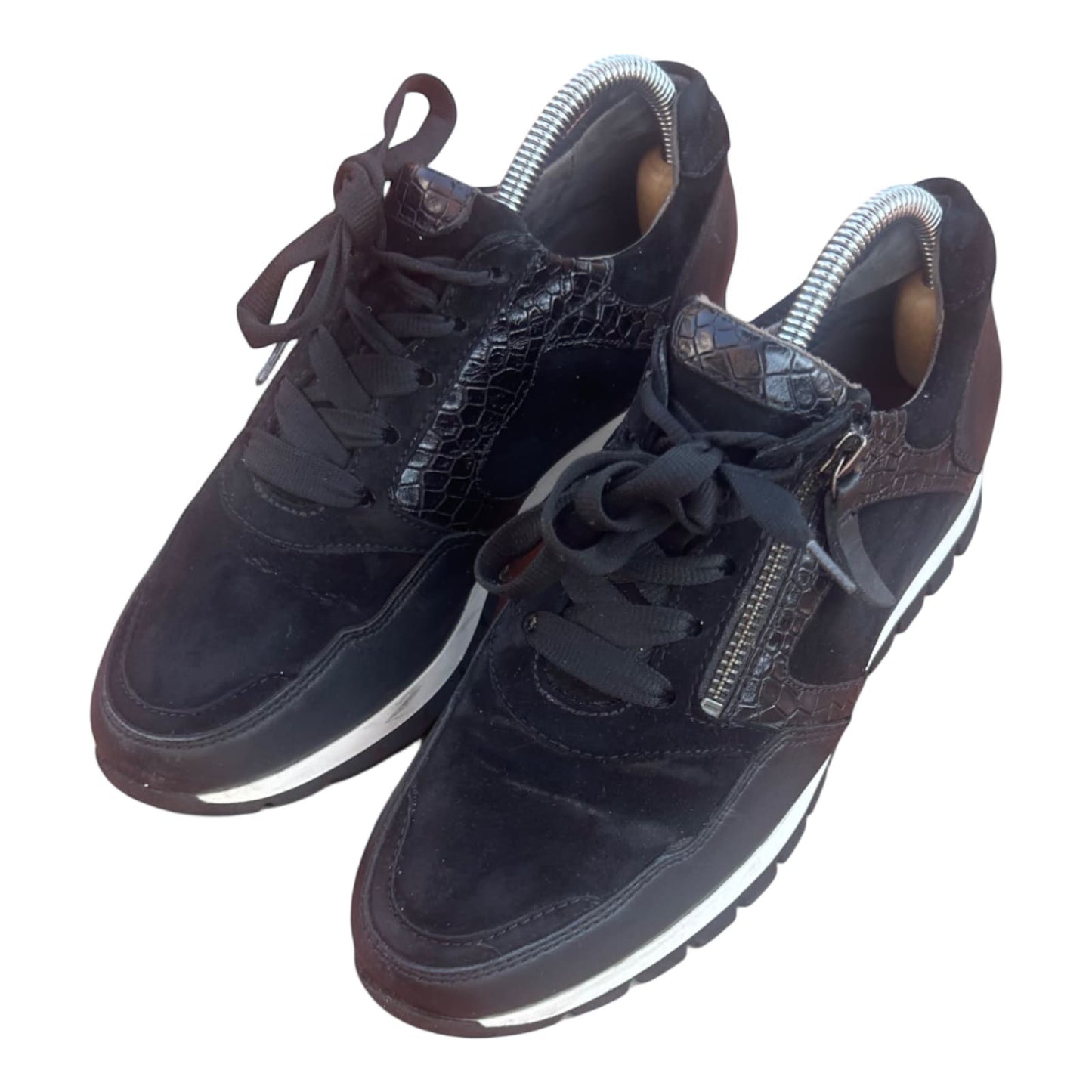 Gabor Optifit Sneaker Schwarz Leder Reptilprägung Gr. 37,5 H Weite Komfort