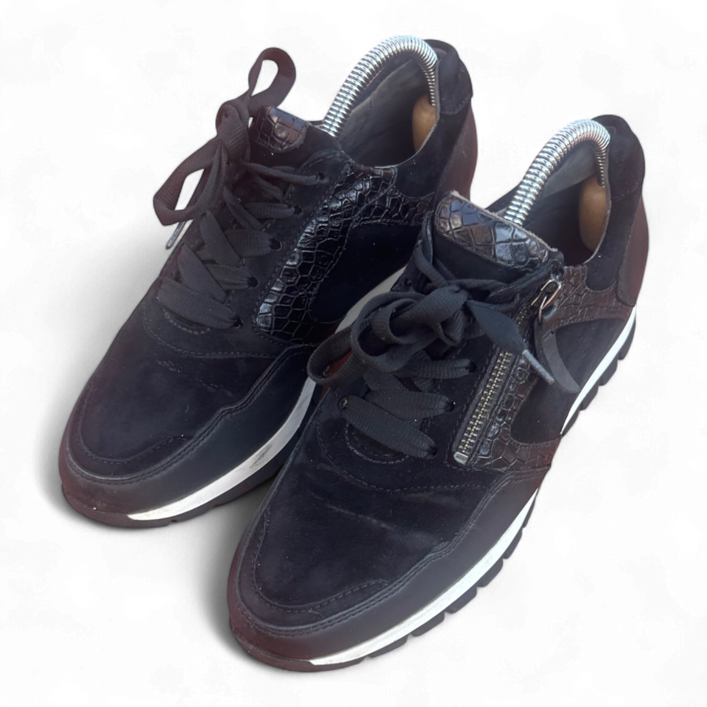 Gabor Optifit Sneaker Schwarz Leder Reptilprägung Gr. 37,5 H Weite Komfort