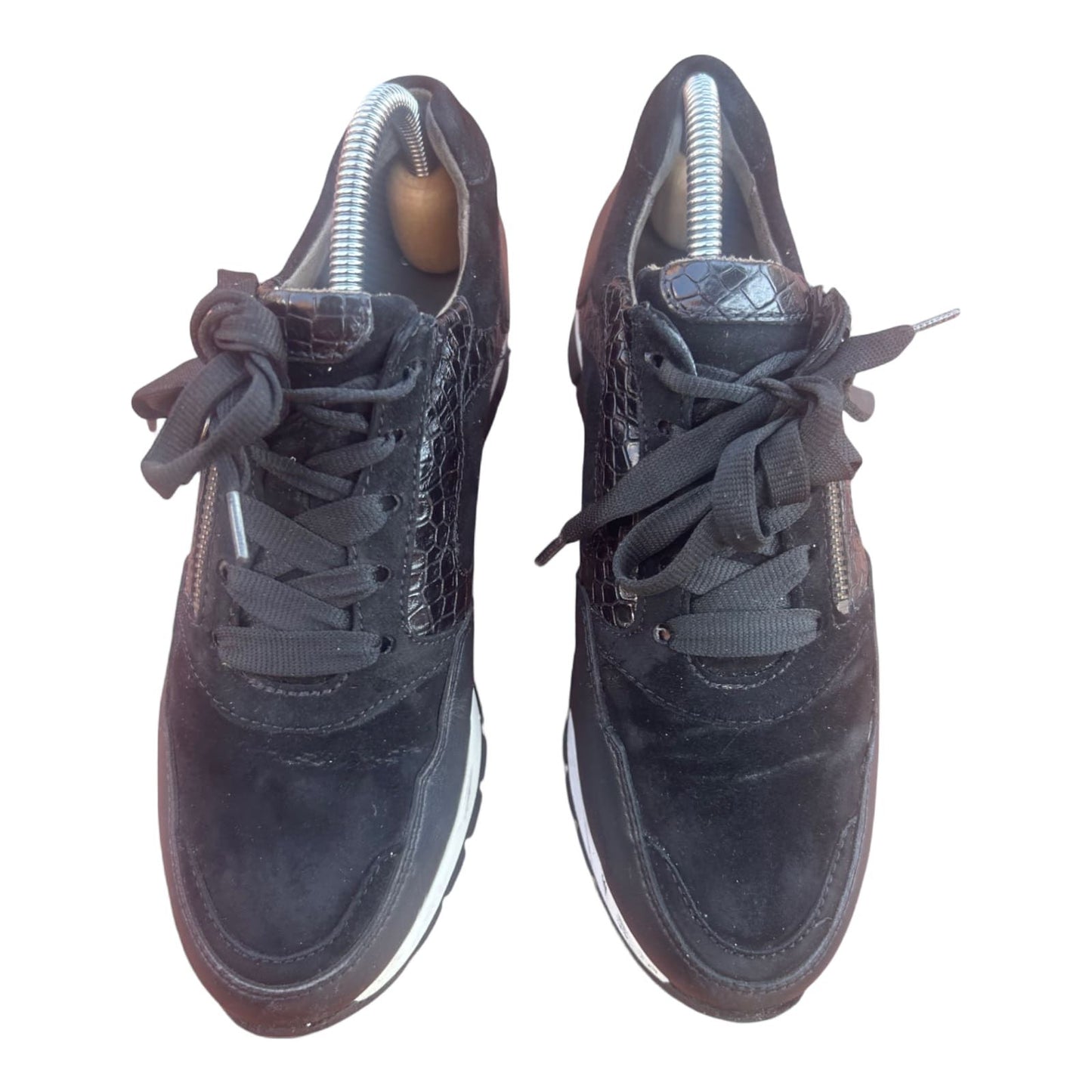 Gabor Optifit Sneaker Schwarz Leder Reptilprägung Gr. 37,5 H Weite Komfort