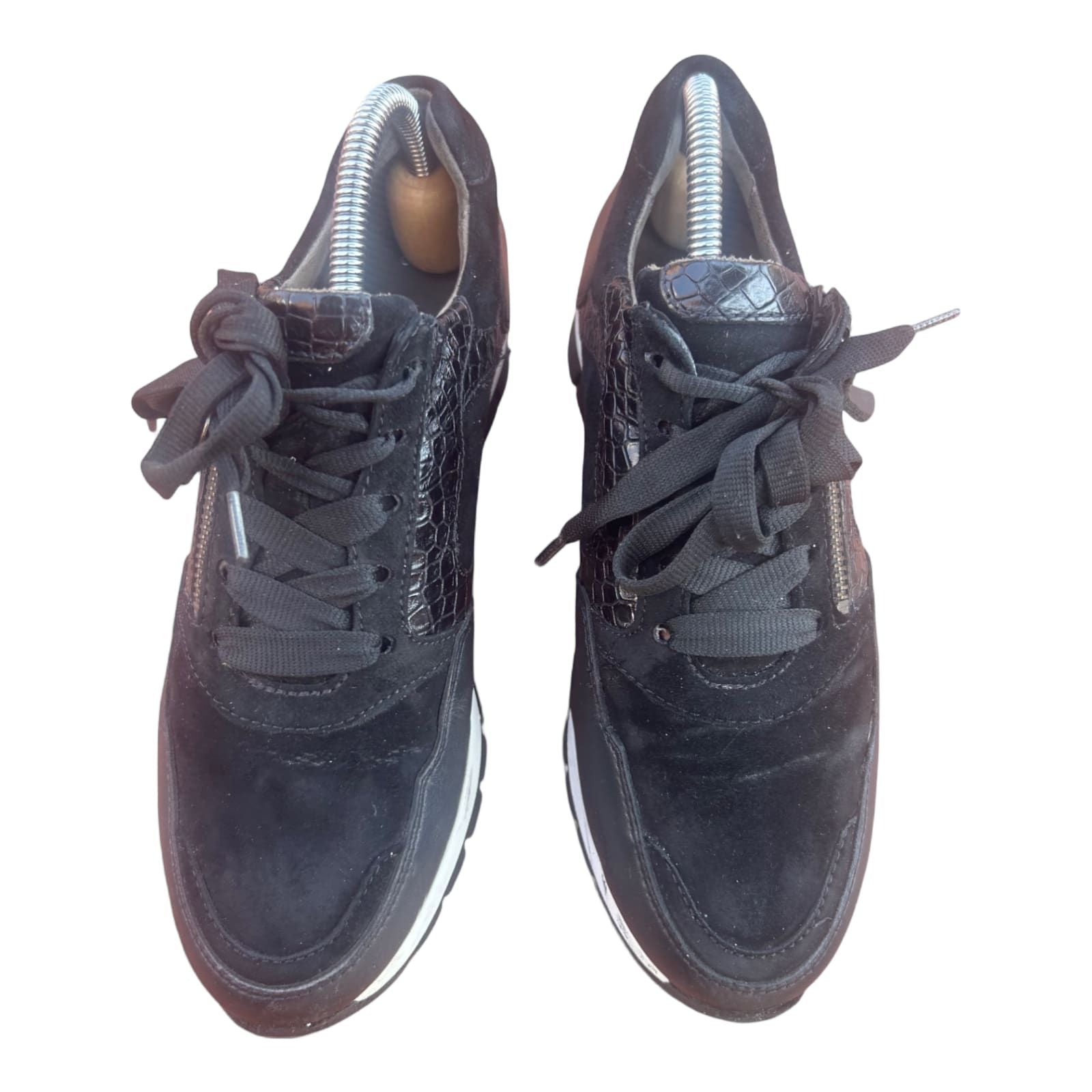 Gabor Optifit Sneaker Schwarz Leder Reptilprägung Gr. 37,5 H Weite Komfort