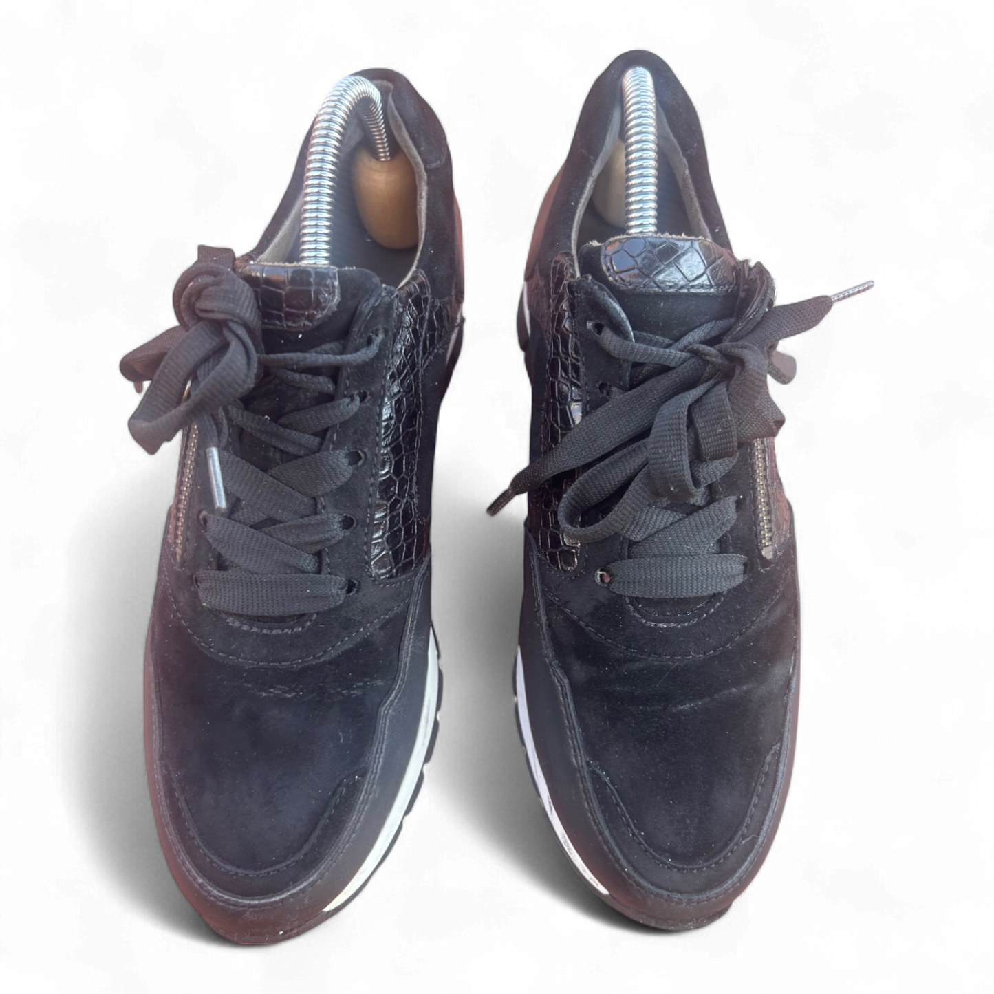 Gabor Optifit Sneaker Schwarz Leder Reptilprägung Gr. 37,5 H Weite Komfort