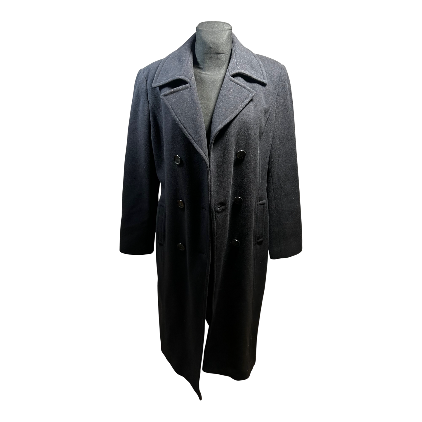 Madeleine Damen Mantel Gr 40 Dunkelblau Schurwolle Kaschmir Elegant Winter