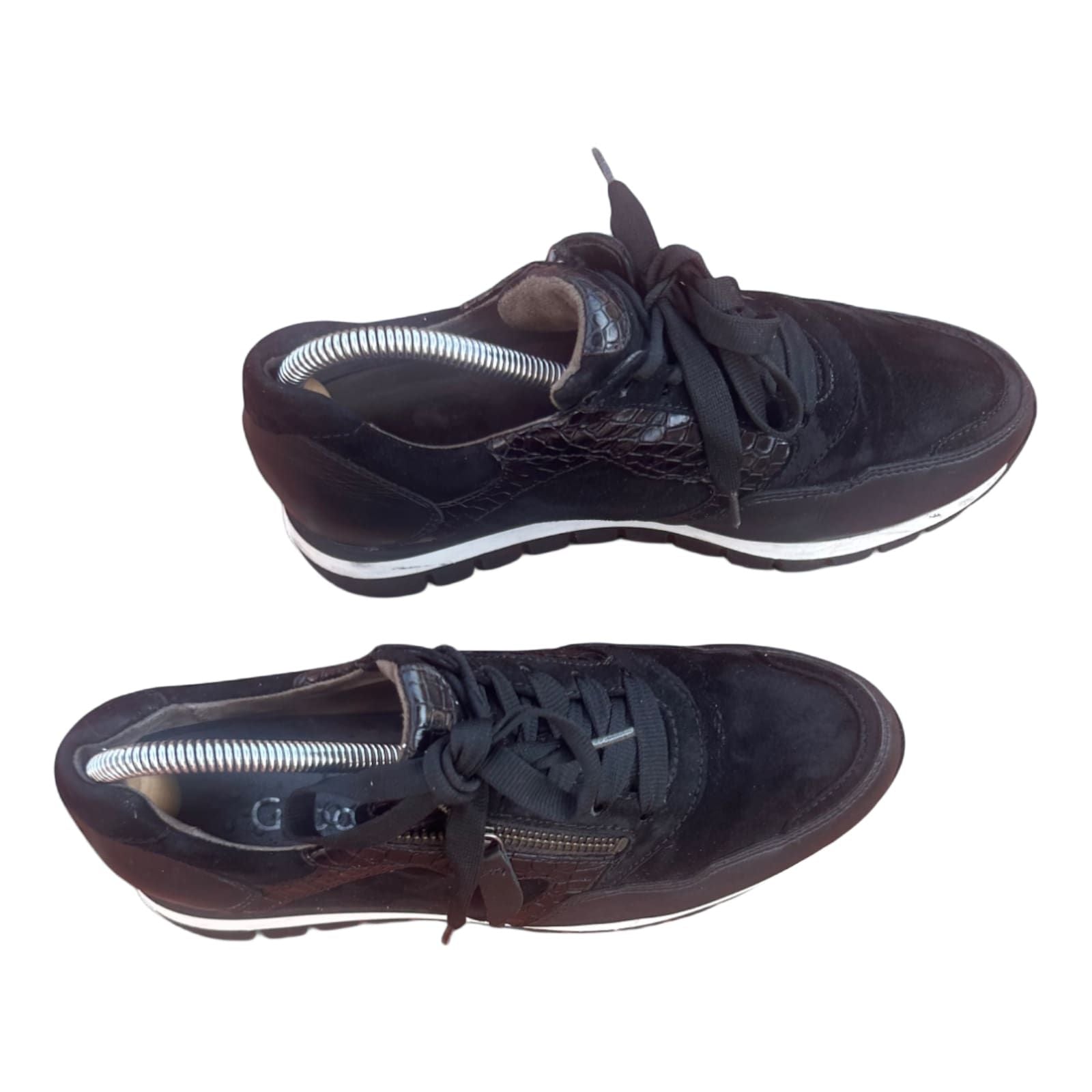 Gabor Optifit Sneaker Schwarz Leder Reptilprägung Gr. 37,5 H Weite Komfort