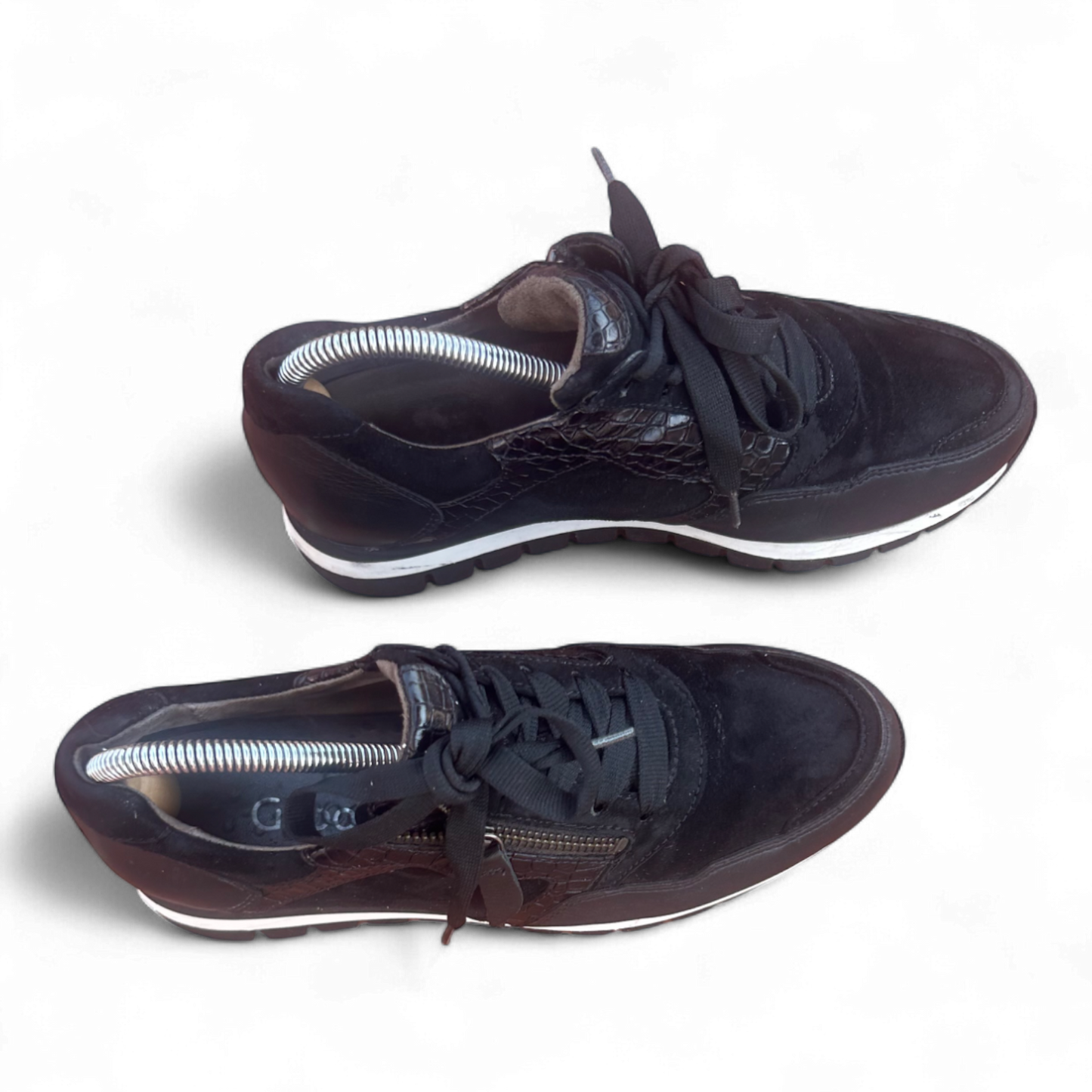 Gabor Optifit Sneaker Schwarz Leder Reptilprägung Gr. 37,5 H Weite Komfort