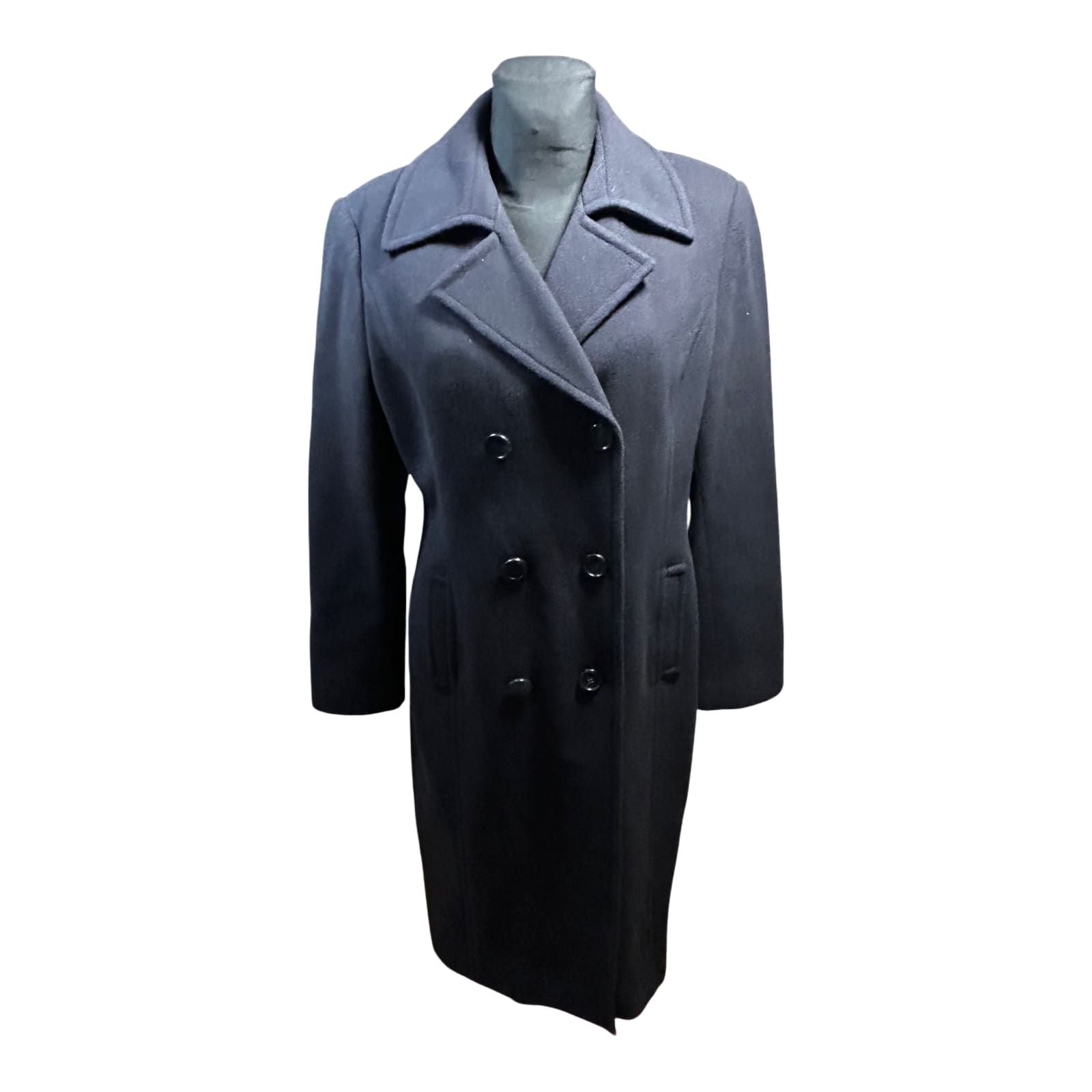 Madeleine Damen Mantel Gr 40 Dunkelblau Schurwolle Kaschmir Elegant Winter