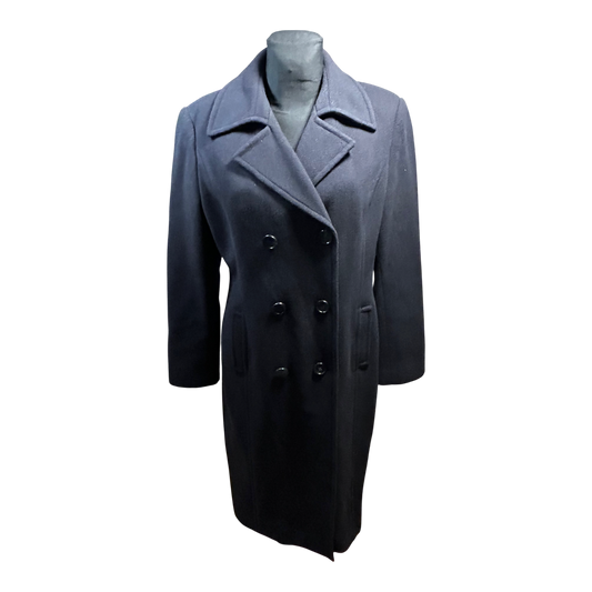 Madeleine Damen Mantel Gr 40 Dunkelblau Schurwolle Kaschmir Elegant Winter